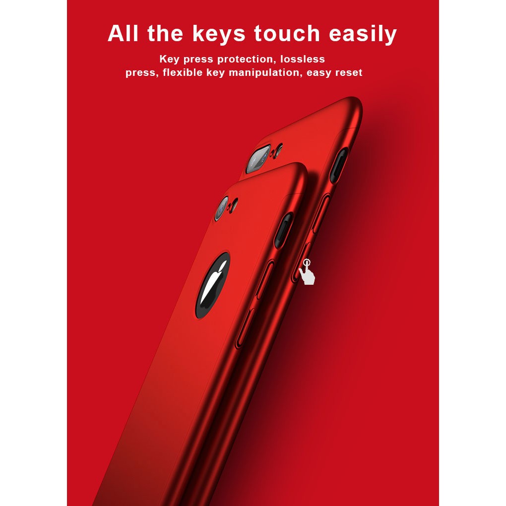 Husa Apple iPhone 8 Plus IPAKY Full Cover 360 Rosu + Folie Cadou [4]