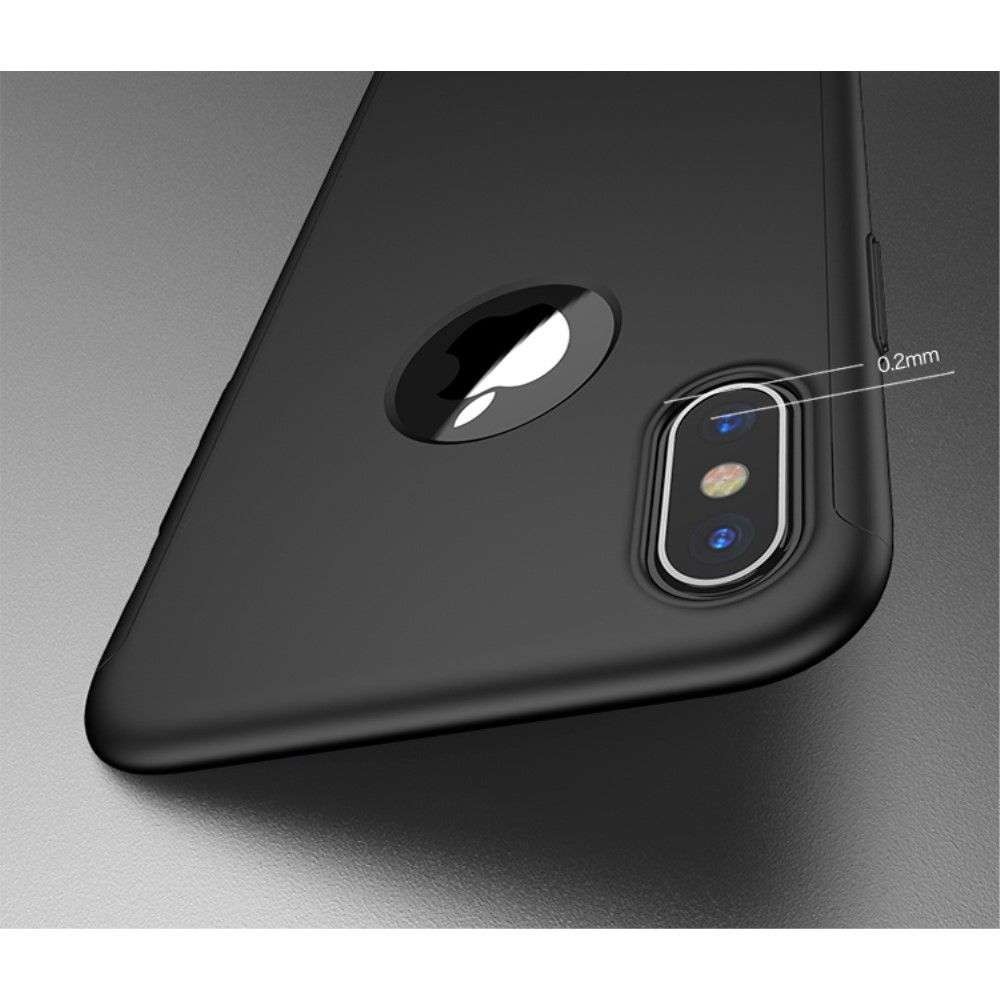 Set Husa si Folie de Protectie, , Compatibila cu Apple iPhone X, Full Cover 360°, Plastic + Sticla, Negru [16]