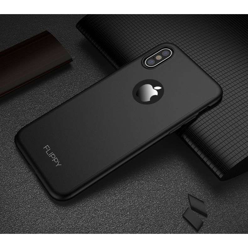 Set Husa si Folie de Protectie, , Compatibila cu Apple iPhone X, Full Cover 360°, Plastic + Sticla, Negru [14]