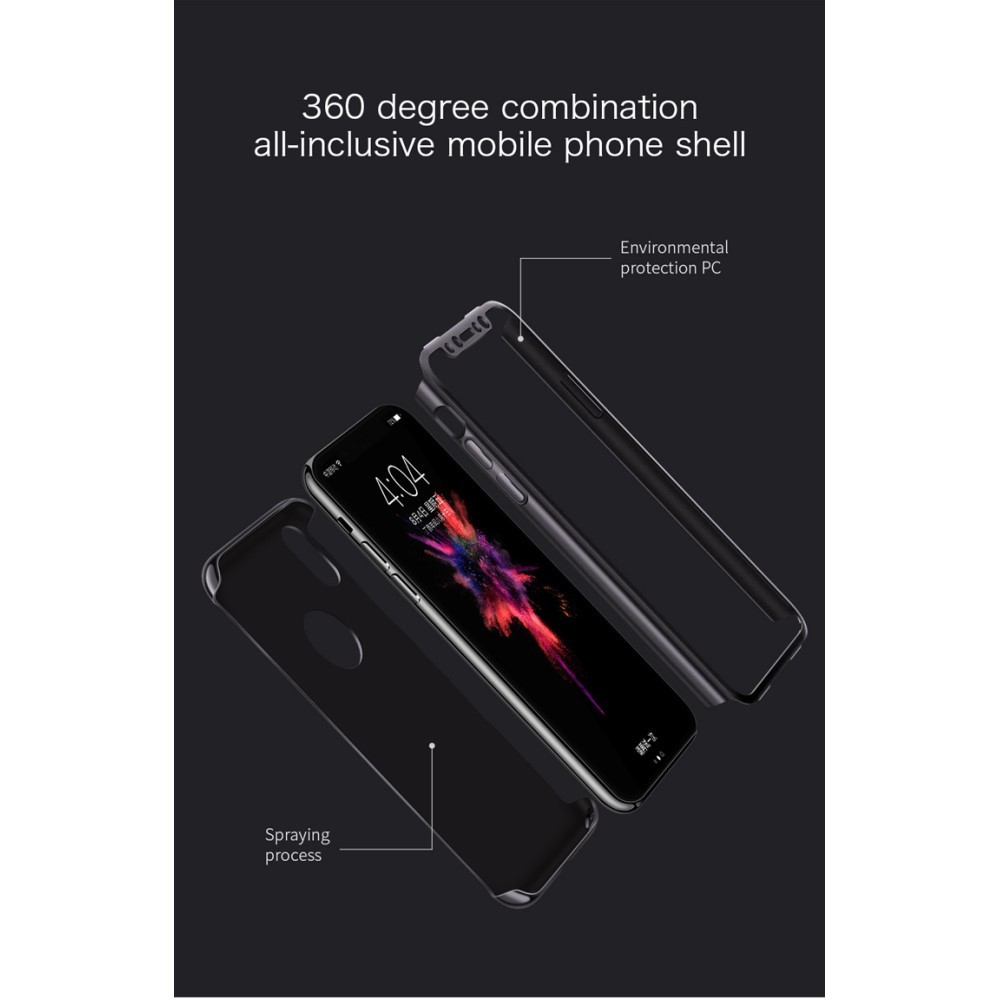 Set Husa si Folie de Protectie, , Compatibila cu Apple iPhone X, Full Cover 360°, Plastic + Sticla, Argintiu [7]