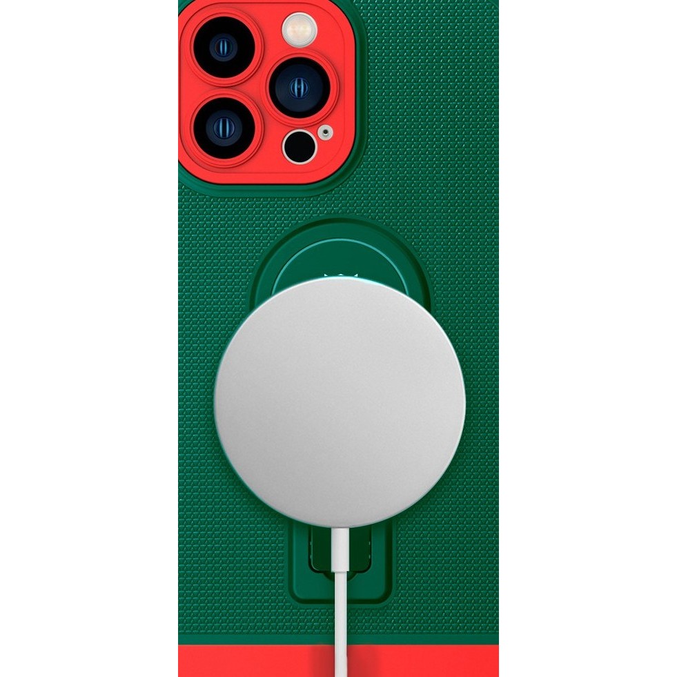 Husa Armor Design, , pentru Apple iPhone 12, cu Stand, Suport Auto Magnetic, Wireless Charge, Verde/Rosu [4]