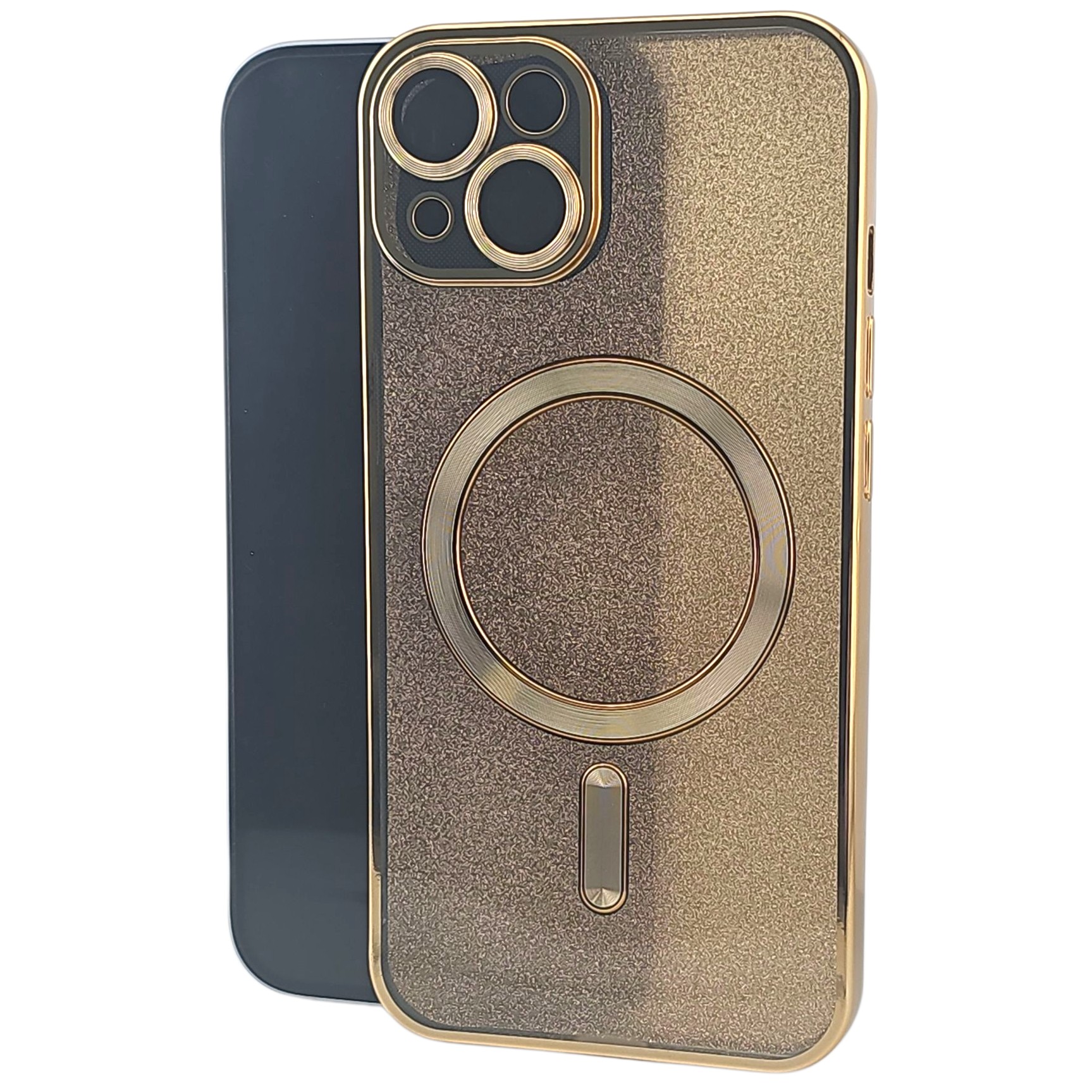 Gama MagSafe - Husa de Protectie 2 in 1, , pentru Apple iPhone 14 Plus, Compatibila MagSafe, Magnetica, cu Protectie Lentila, din TPU, Auriu