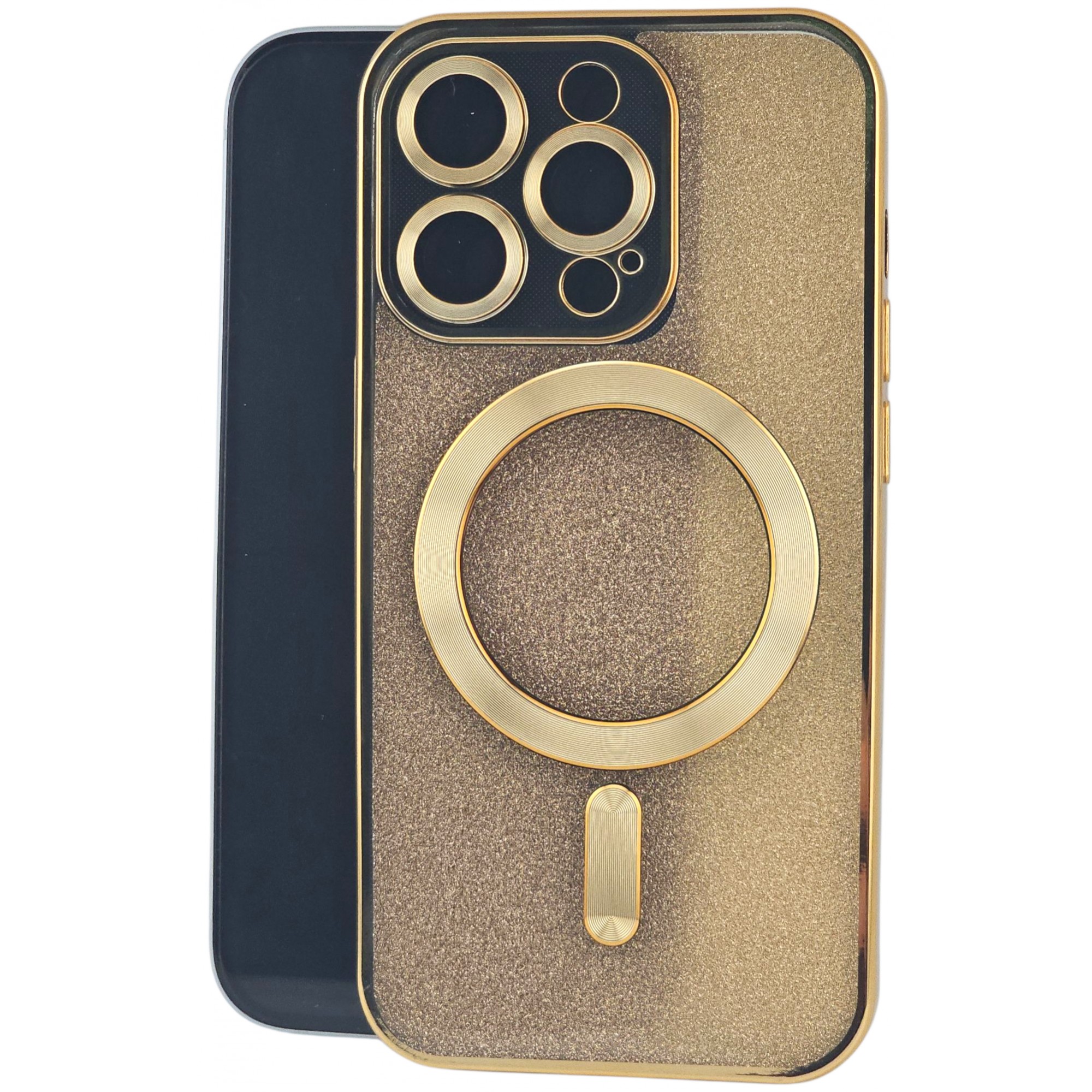 Gama MagSafe - Husa de Protectie 2 in 1, , pentru Apple iPhone 14 Pro Max, Compatibila MagSafe, Magnetica, cu Protectie Lentila, din TPU, Auriu