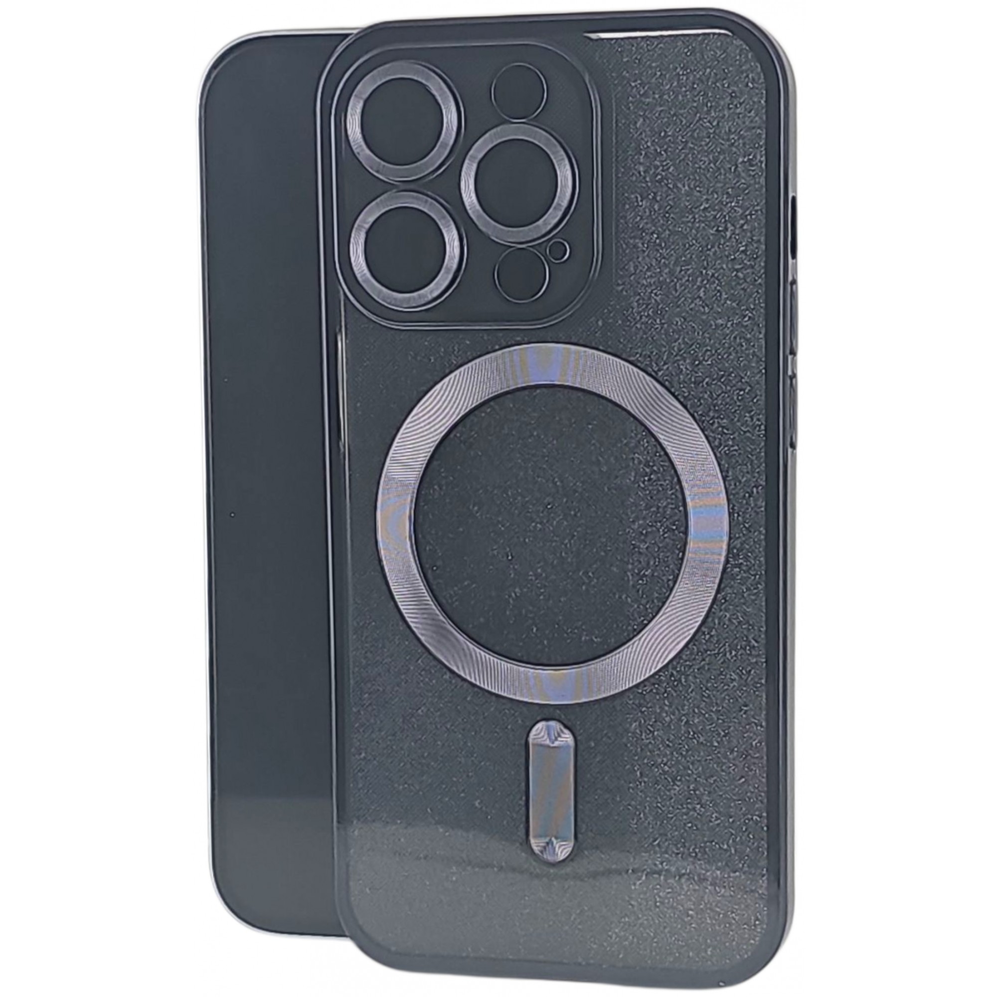 Gama MagSafe - Husa de Protectie 2 in 1, , pentru Apple iPhone 15 Pro, Compatibila MagSafe, Magnetica, cu Protectie Lentila, din TPU, Negru