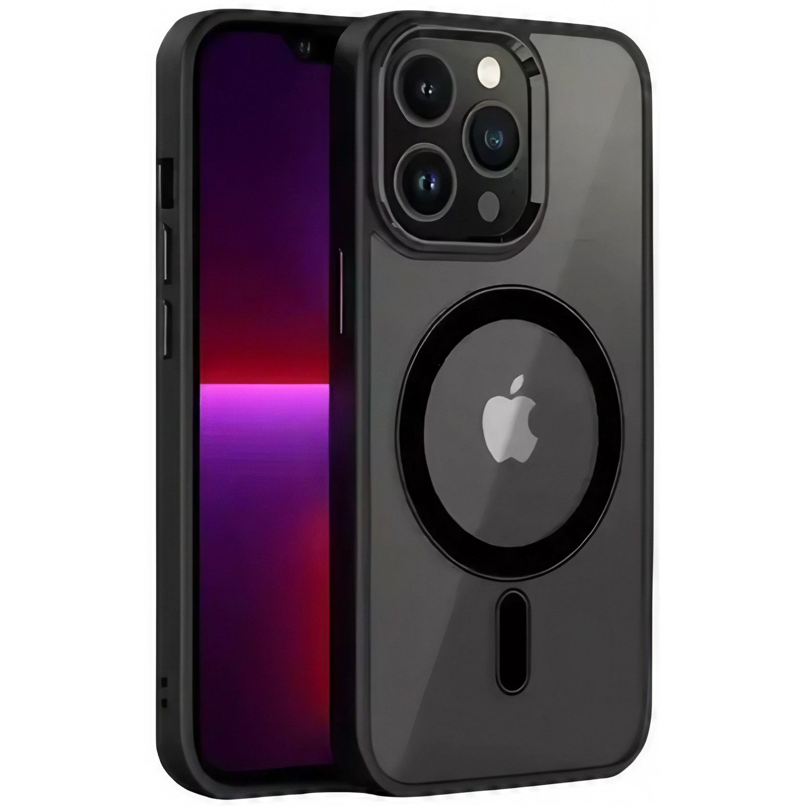 Frosted Acrylic Color Big Hole Magnetic Shell - Husa de Protectie, , pentru Apple iPhone 12/12 Pro, Acoperire Totala, Magnetica, Wireless, din Acrilic Mat Colorat, Negru