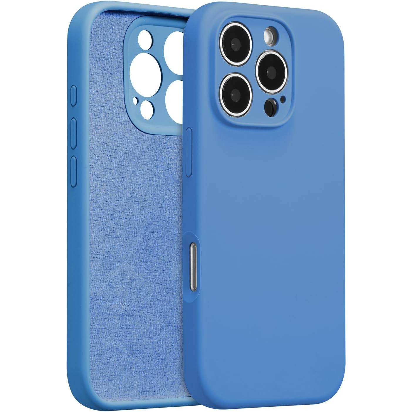 Husa de Protectie, , pentru iPhone 16 Pro, Liquid Silicone, cu Microfibra pe Interior, Protectie Antisoc, Compatibil Incarcare Wireless, Albastru [1]