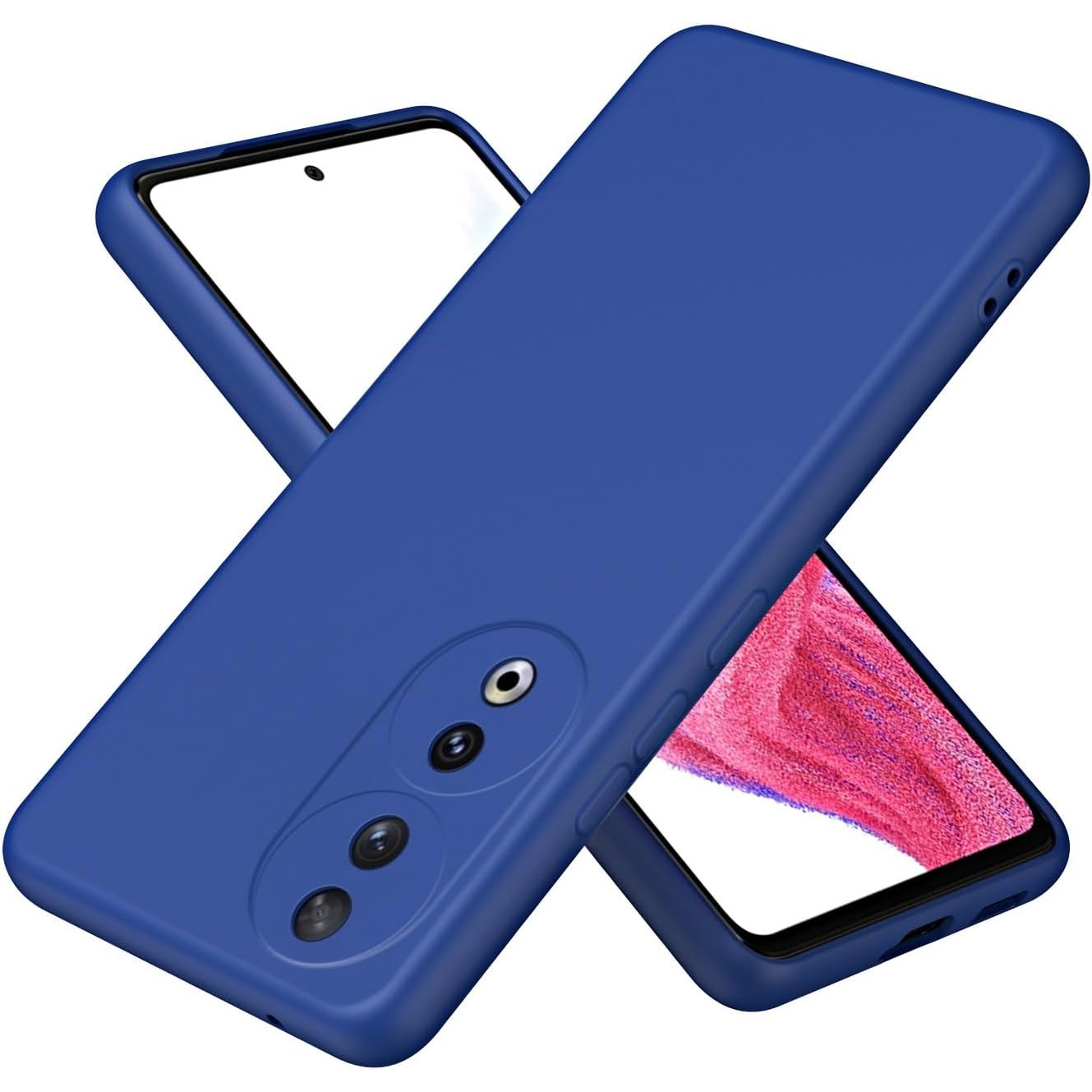 Liquid Silicone - Husa de Protectie, , pentru Honor 90, Liquid Silicone, cu Microfibra pe Interior, Protectie Antisoc, Compatibil Incarcare Wireless, Albastru