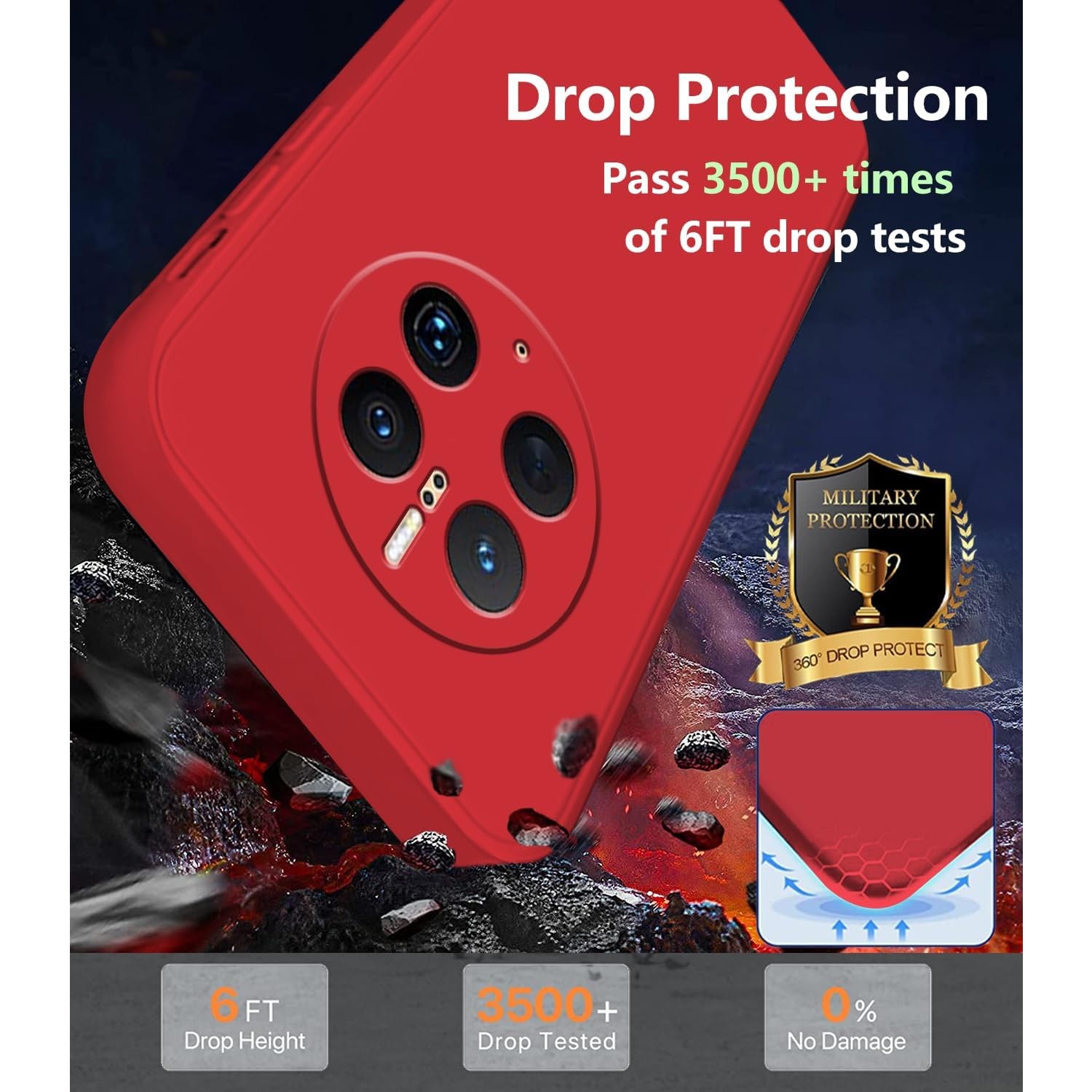 Husa de Protectie, , pentru Huawei Mate 50 Pro, Liquid Silicone, cu Microfibra pe Interior, Protectie Antisoc, Compatibil Incarcare Wireless, Rosu [13]