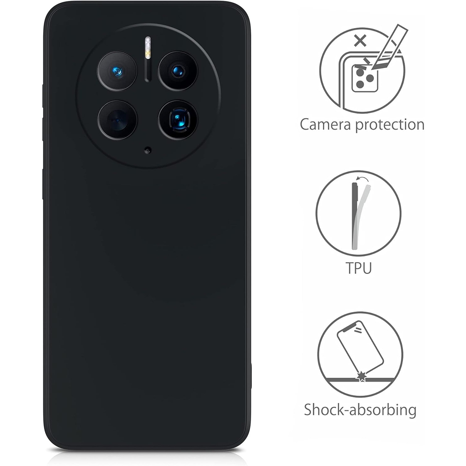 Husa de Protectie, , pentru Huawei Mate 50 Pro, Liquid Silicone, cu Microfibra pe Interior, Protectie Antisoc, Compatibil Incarcare Wireless, Negru [4]