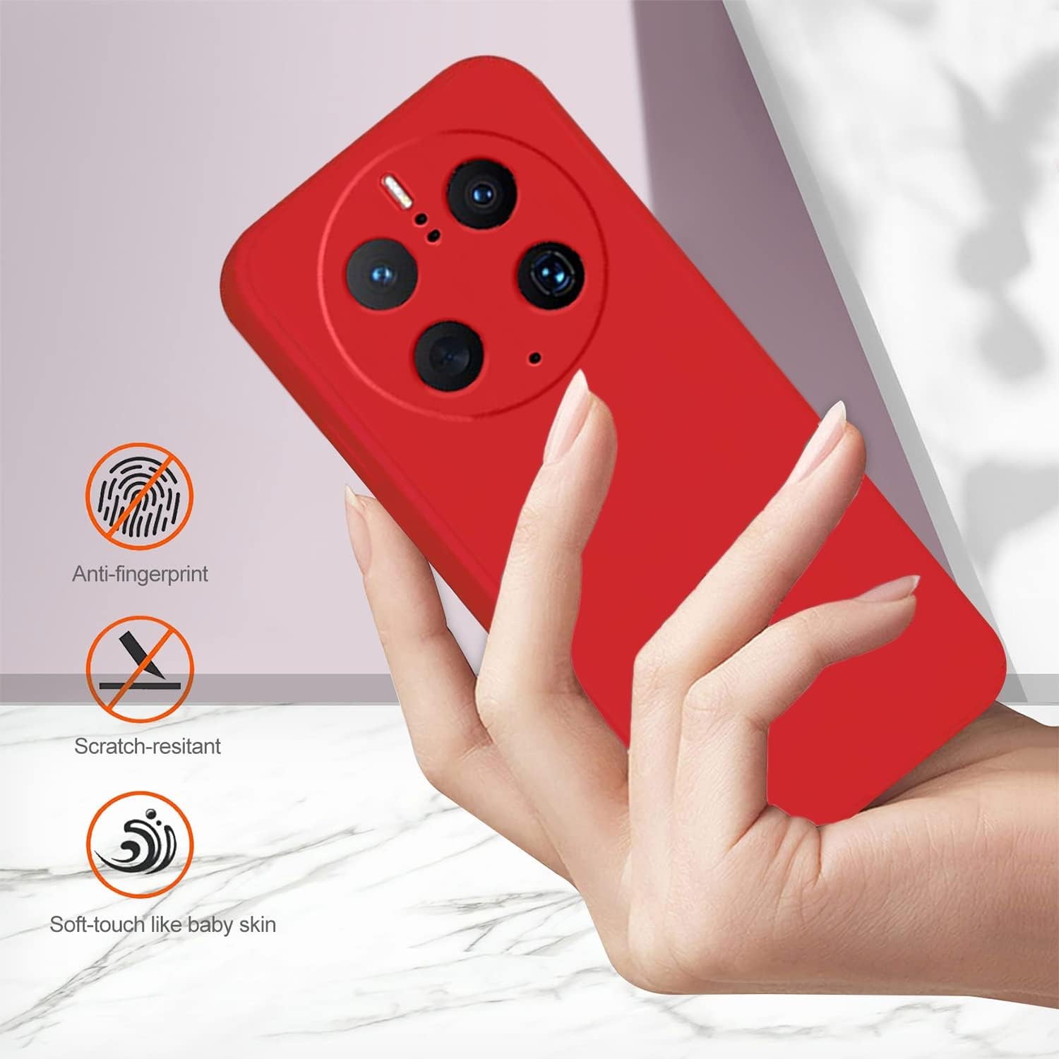 Husa de Protectie, , pentru Huawei Mate 50 Pro, Liquid Silicone, cu Microfibra pe Interior, Protectie Antisoc, Compatibil Incarcare Wireless, Rosu [10]