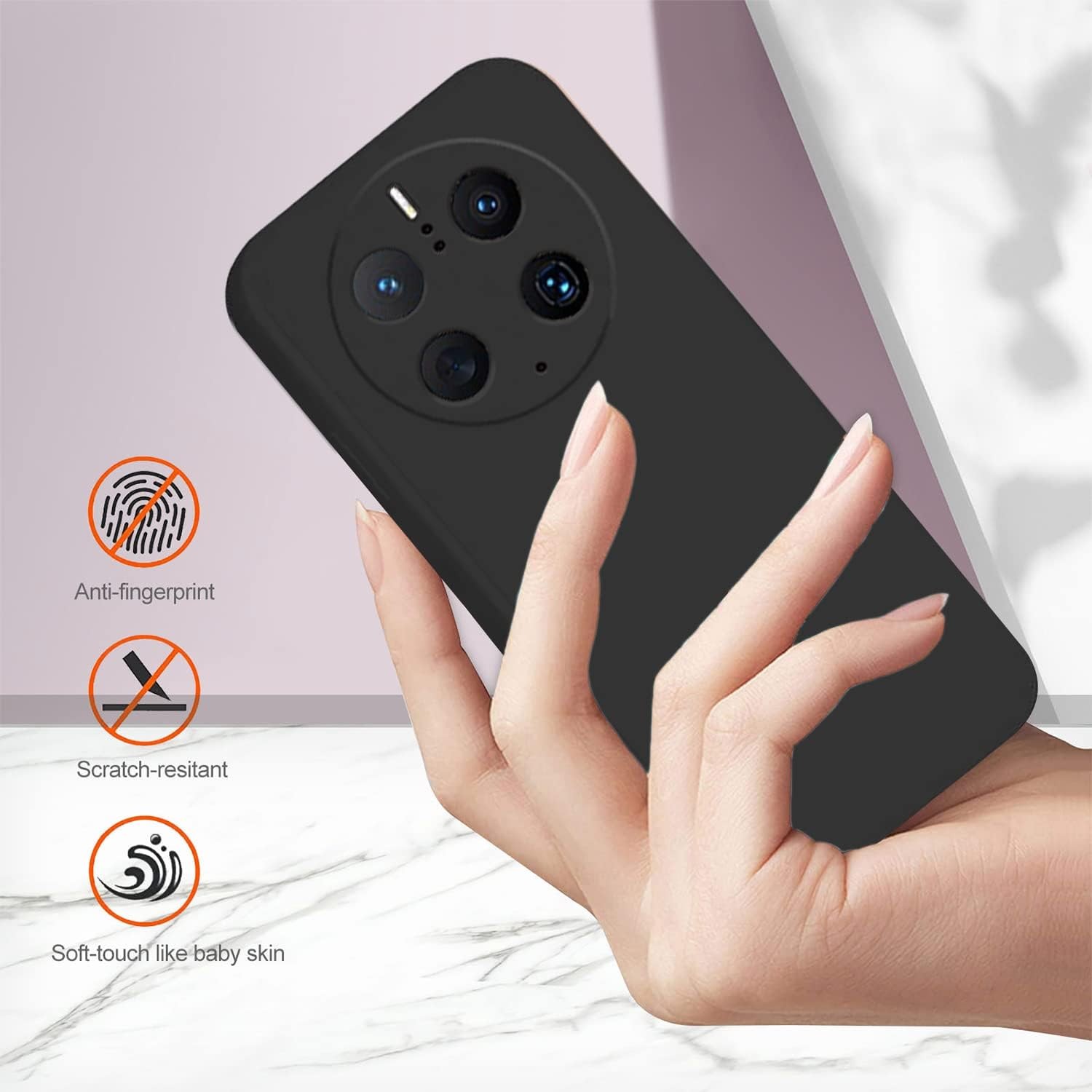 Husa de Protectie, , pentru Huawei Mate 50 Pro, Liquid Silicone, cu Microfibra pe Interior, Protectie Antisoc, Compatibil Incarcare Wireless, Negru [11]