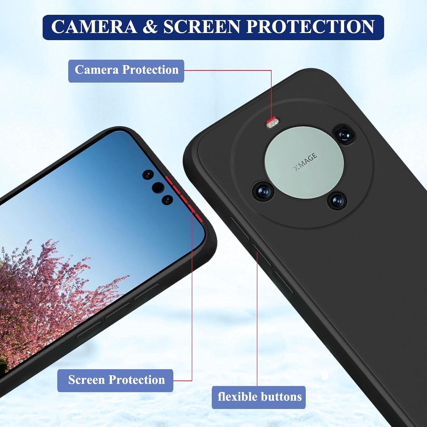Husa de Protectie, , pentru Huawei Mate 60 Pro, Liquid Silicone, cu Microfibra pe Interior, Protectie Antisoc, Compatibil Incarcare Wireless, Negru [6]