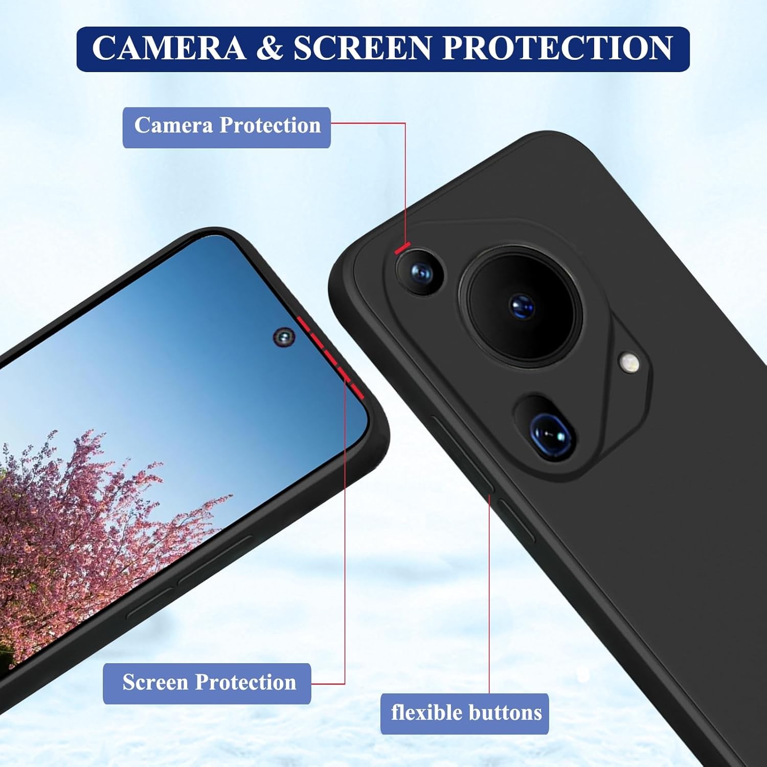 Husa de Protectie, , pentru Huawei Pura 70, Liquid Silicone, cu Microfibra pe Interior, Protectie Antisoc, Compatibil Incarcare Wireless, Negru [4]