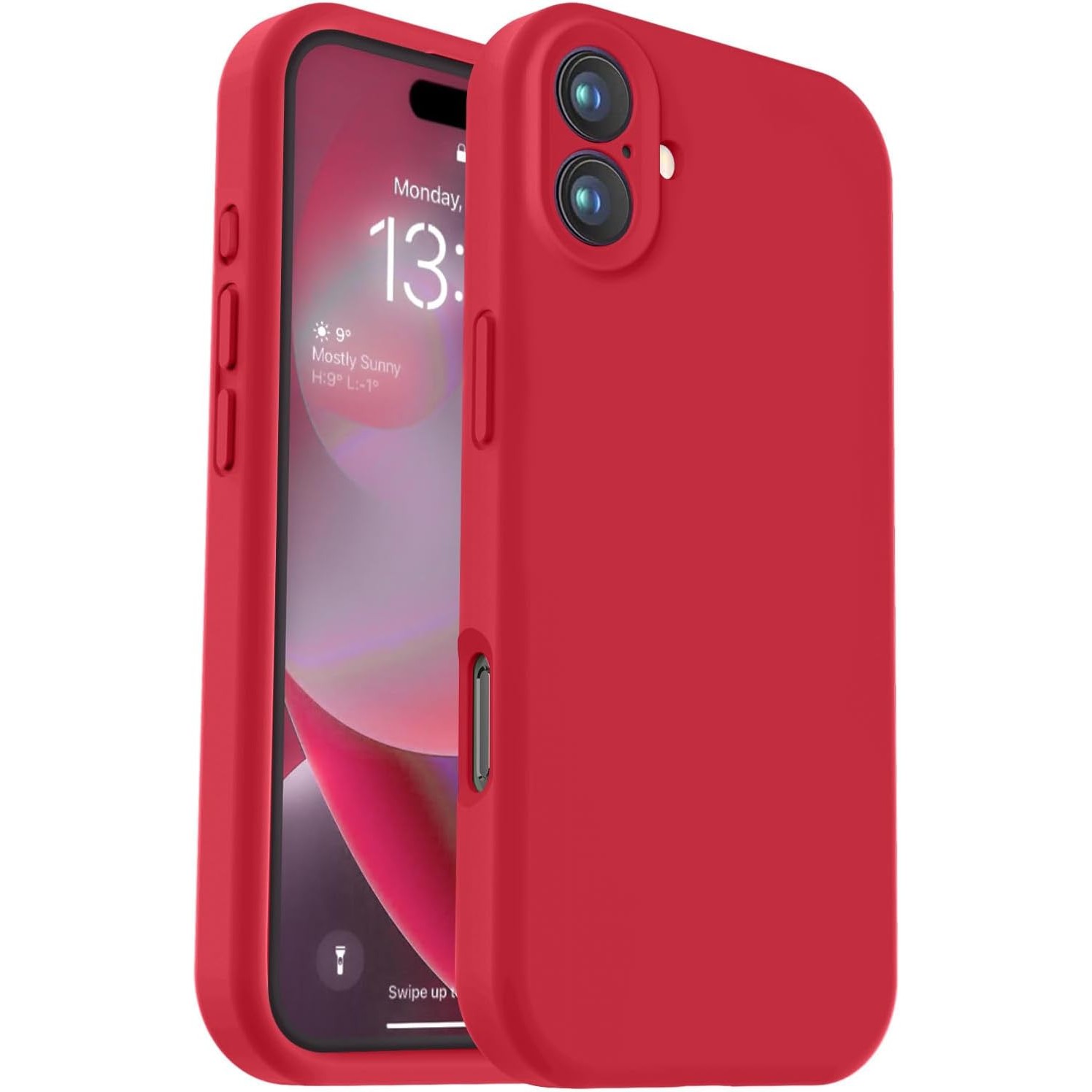 Husa de Protectie, , pentru iPhone 16, Liquid Silicone, cu Microfibra pe Interior, Protectie Antisoc, Compatibil Incarcare Wireless, Rosu [1]