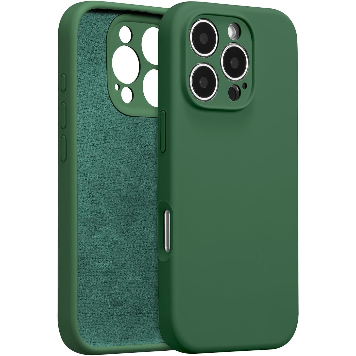 Liquid Silicone - Husa de Protectie, , pentru iPhone 16 Pro, Liquid Silicone, cu Microfibra pe Interior, Protectie Antisoc, Compatibil Incarcare Wireless, Verde