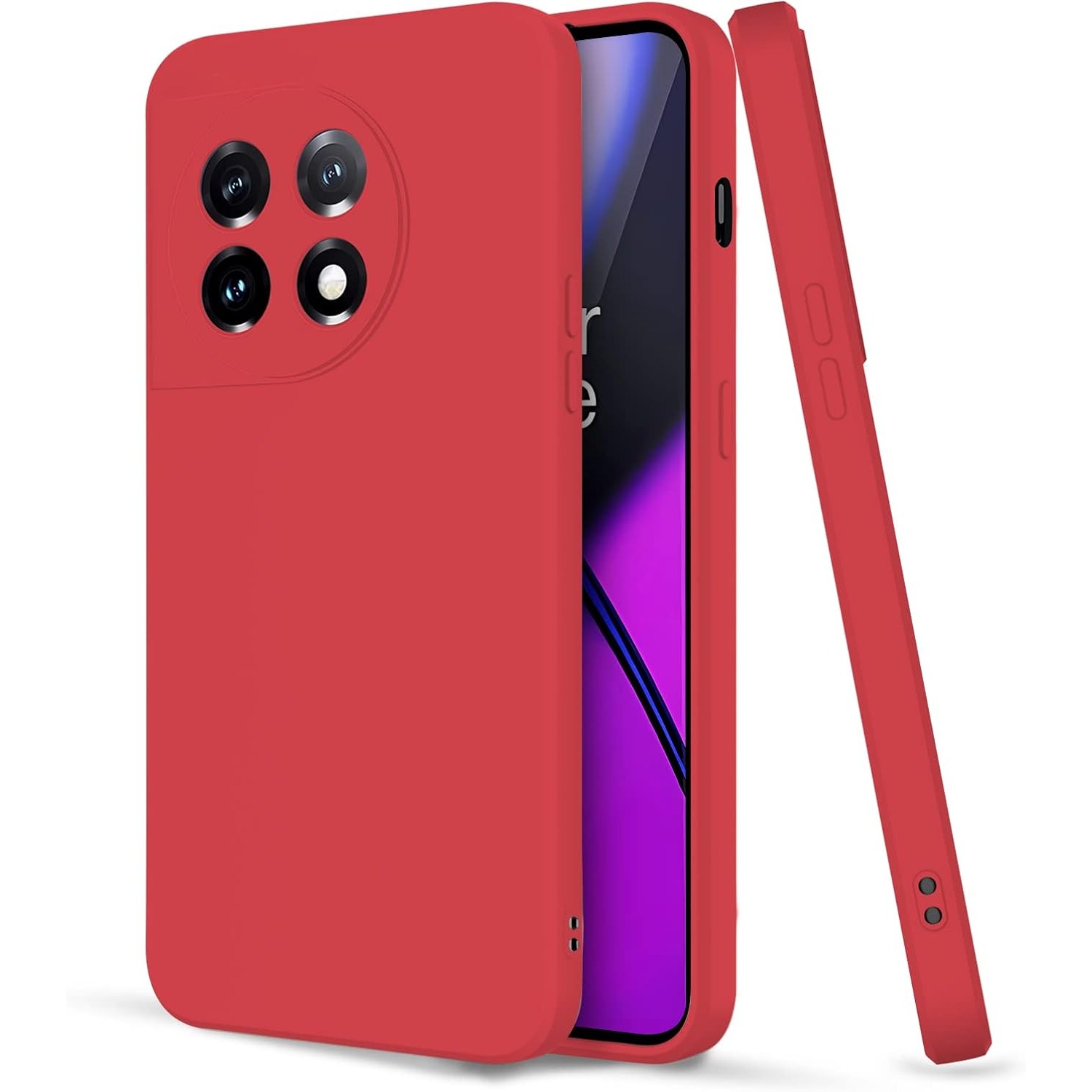 Liquid Silicone - Husa de Protectie, , pentru OnePlus 11 5G, Liquid Silicone, cu Microfibra pe Interior, Protectie Antisoc, Compatibil Incarcare Wireless, Rosu