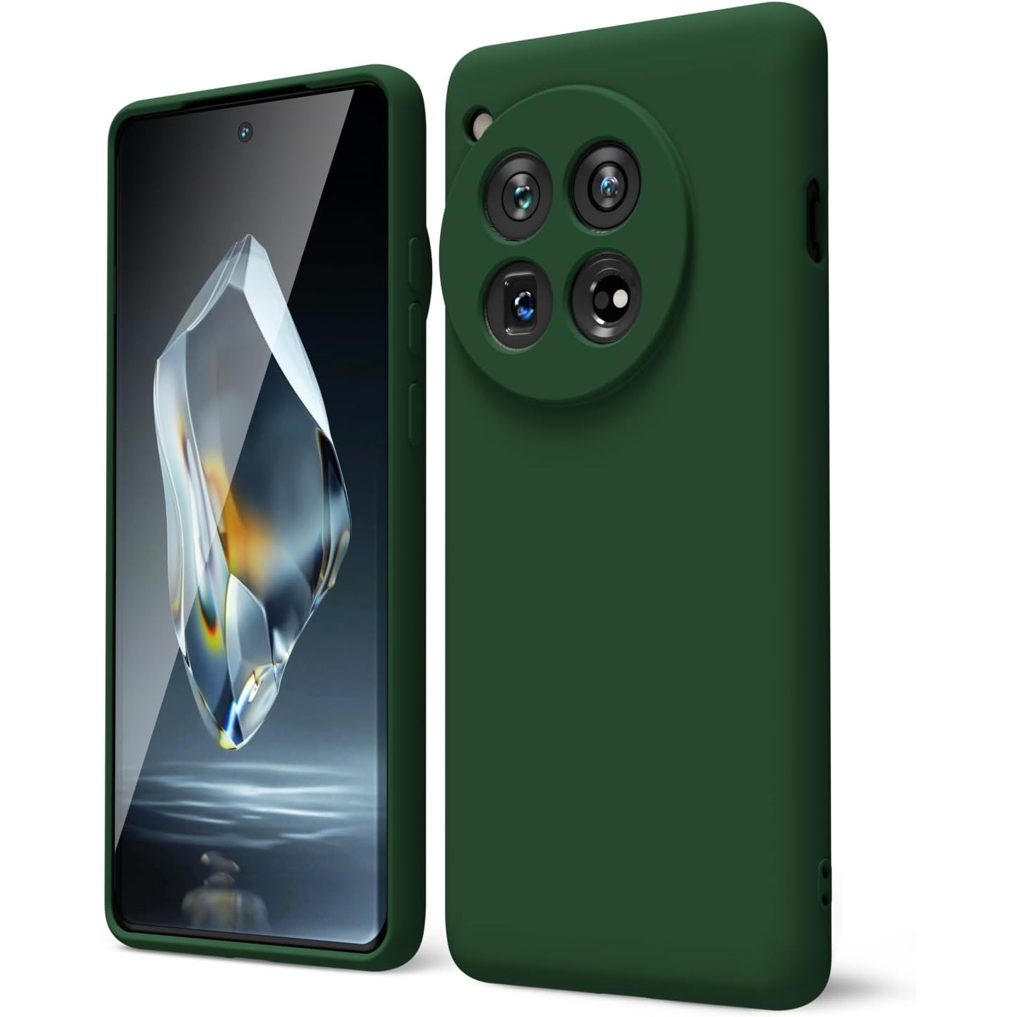 Liquid Silicone - Husa de Protectie, , pentru OnePlus 12 5G, Liquid Silicone, cu Microfibra pe Interior, Protectie Antisoc, Compatibil Incarcare Wireless, Verde
