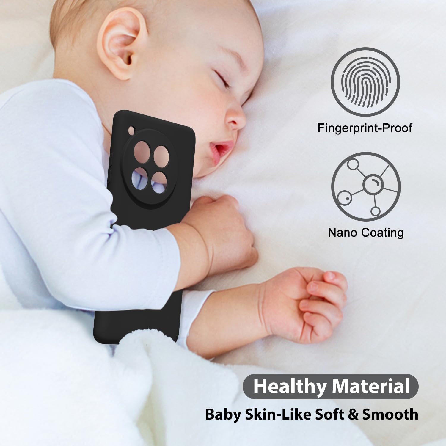 Husa de Protectie, , pentru OnePlus 12 5G, Liquid Silicone, cu Microfibra pe Interior, Protectie Antisoc, Compatibil Incarcare Wireless, Negru [4]