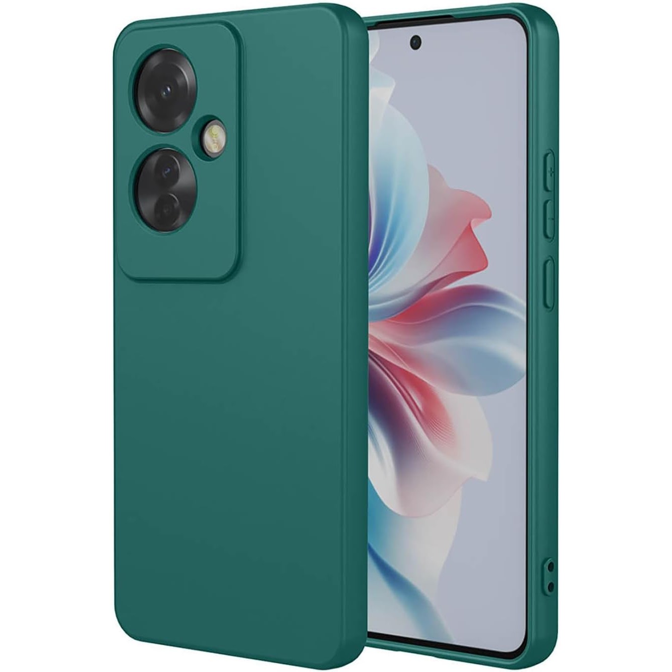 Liquid Silicone - Husa de Protectie, , pentru Oppo Reno 11 F, Liquid Silicone, cu Microfibra pe Interior, Protectie Antisoc, Compatibil Incarcare Wireless, Verde