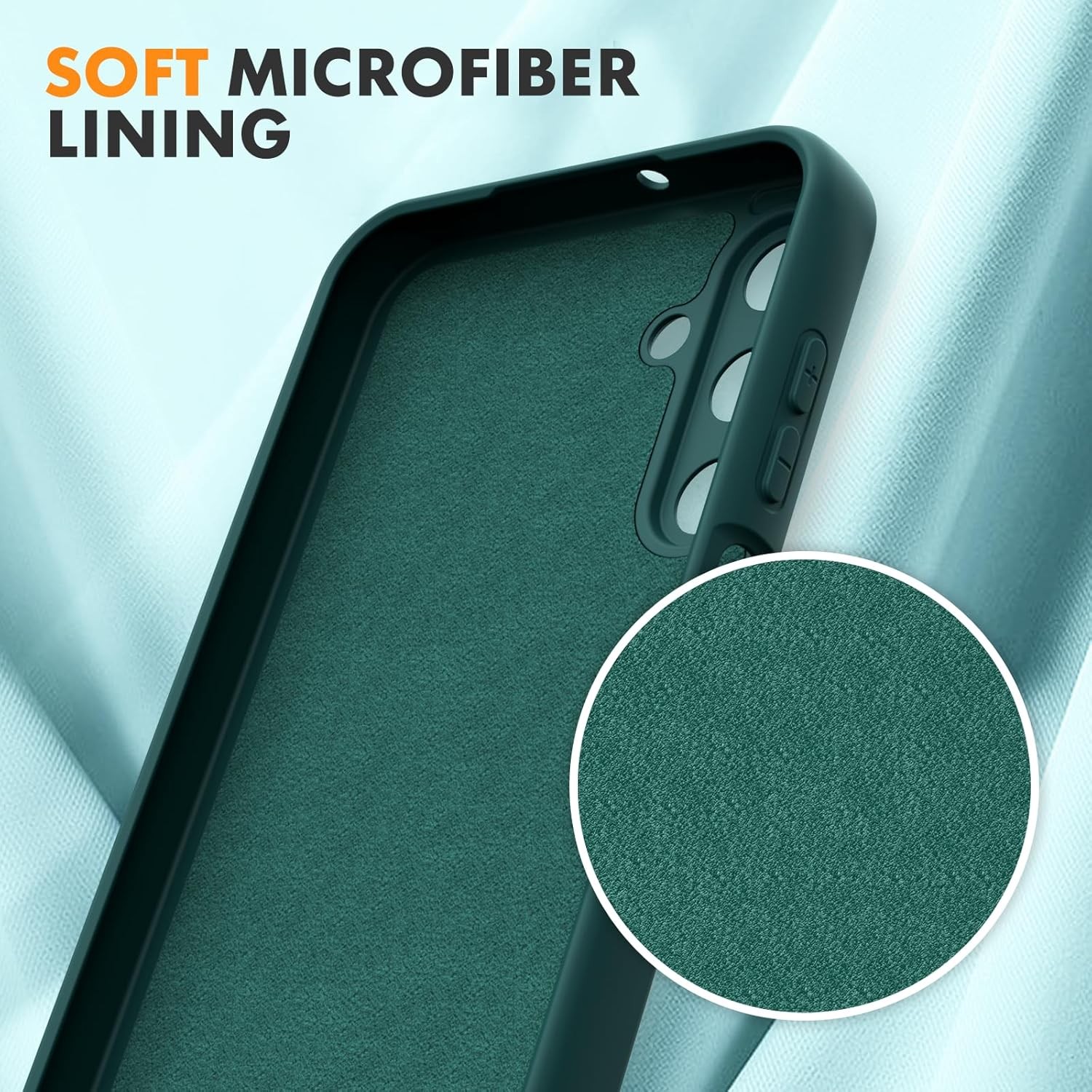 Husa de Protectie, , pentru Samsung Galaxy A15, Liquid Silicone, cu Microfibra pe Interior, Protectie Antisoc, Compatibil Incarcare Wireless, Verde [5]