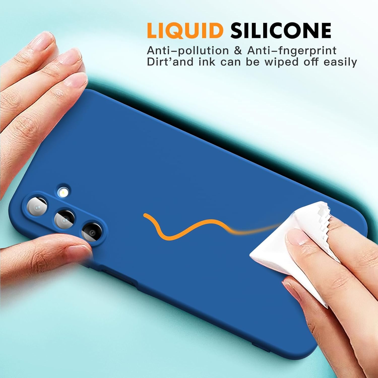 Husa de Protectie, , pentru Samsung Galaxy A15, Liquid Silicone, cu Microfibra pe Interior, Protectie Antisoc, Compatibil Incarcare Wireless, Albastru [7]