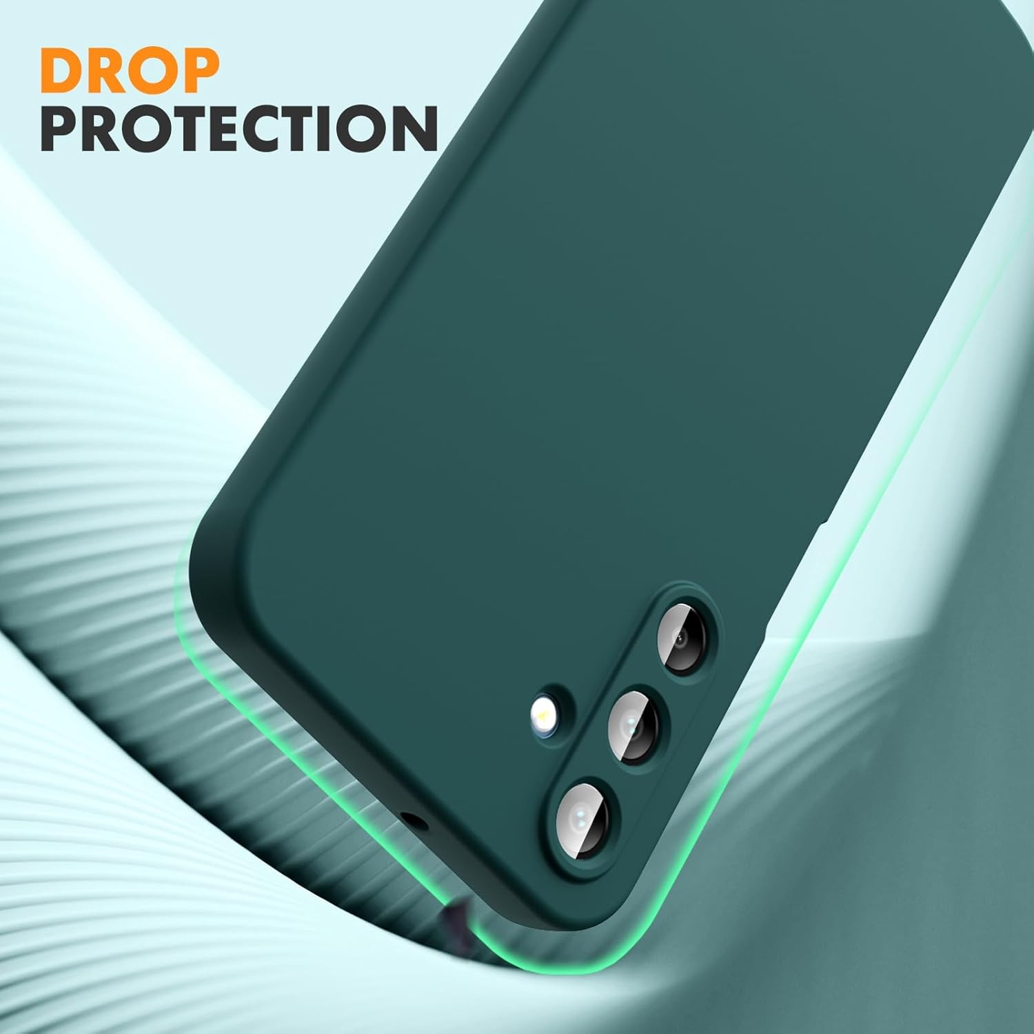 Husa de Protectie, , pentru Samsung Galaxy A15, Liquid Silicone, cu Microfibra pe Interior, Protectie Antisoc, Compatibil Incarcare Wireless, Verde [4]