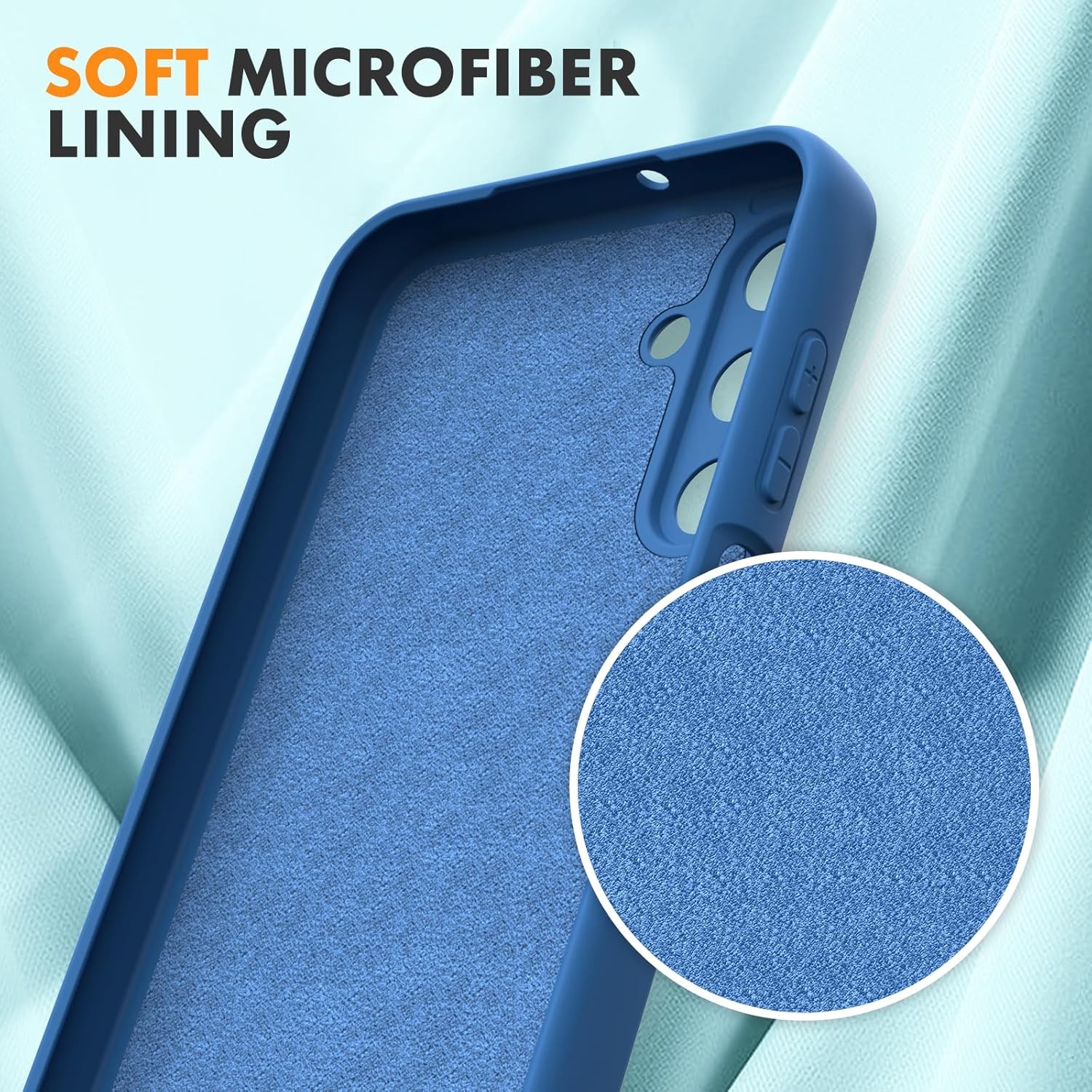 Husa de Protectie, , pentru Samsung Galaxy A15, Liquid Silicone, cu Microfibra pe Interior, Protectie Antisoc, Compatibil Incarcare Wireless, Albastru [5]