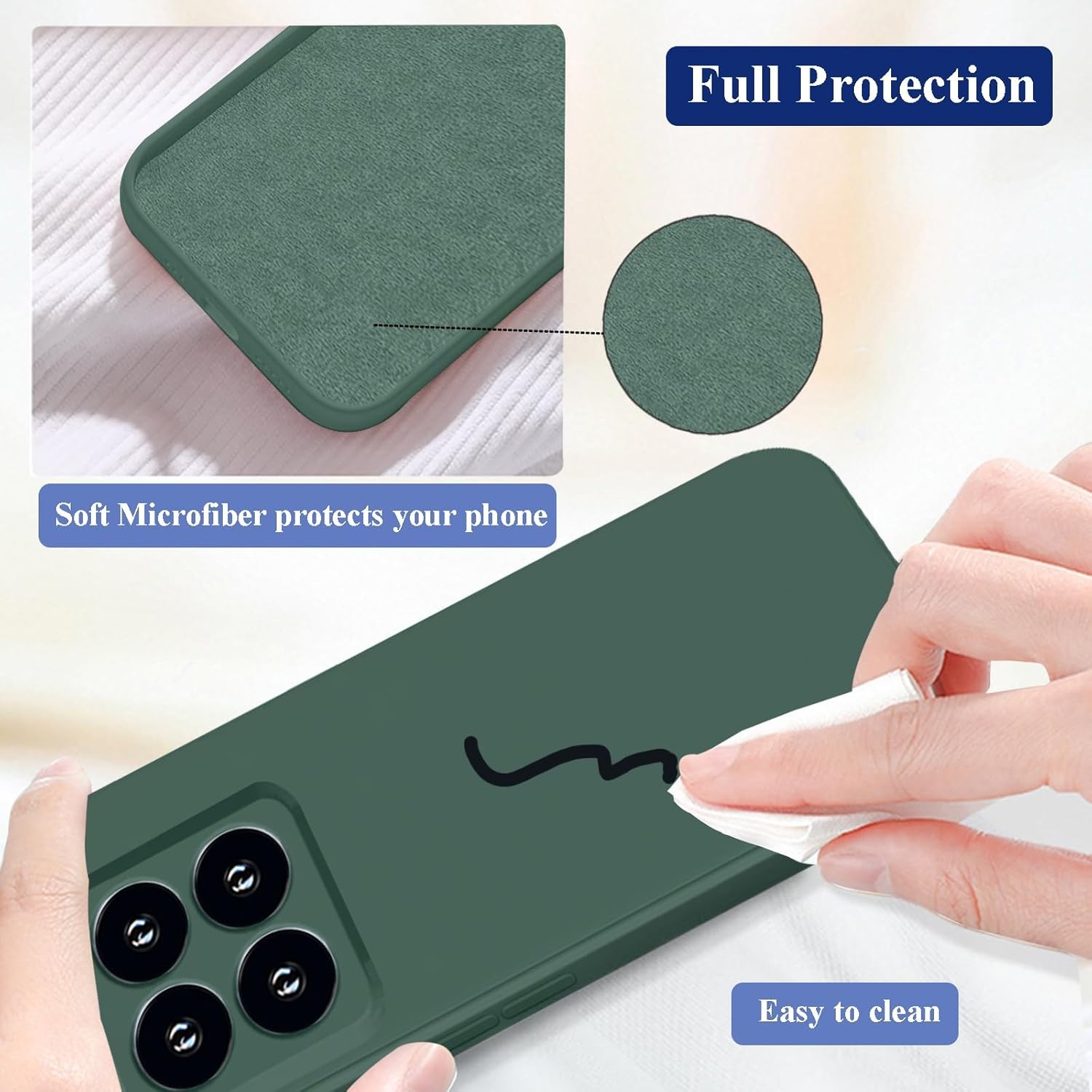 Husa de Protectie, , pentru Xiaomi 14, Liquid Silicone, cu Microfibra pe Interior, Protectie Antisoc, Compatibil Incarcare Wireless, Verde [4]