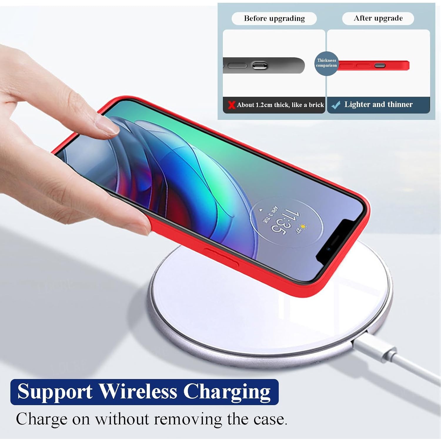 Husa de Protectie, , pentru Xiaomi 14, Liquid Silicone, cu Microfibra pe Interior, Protectie Antisoc, Compatibil Incarcare Wireless, Rosu [2]