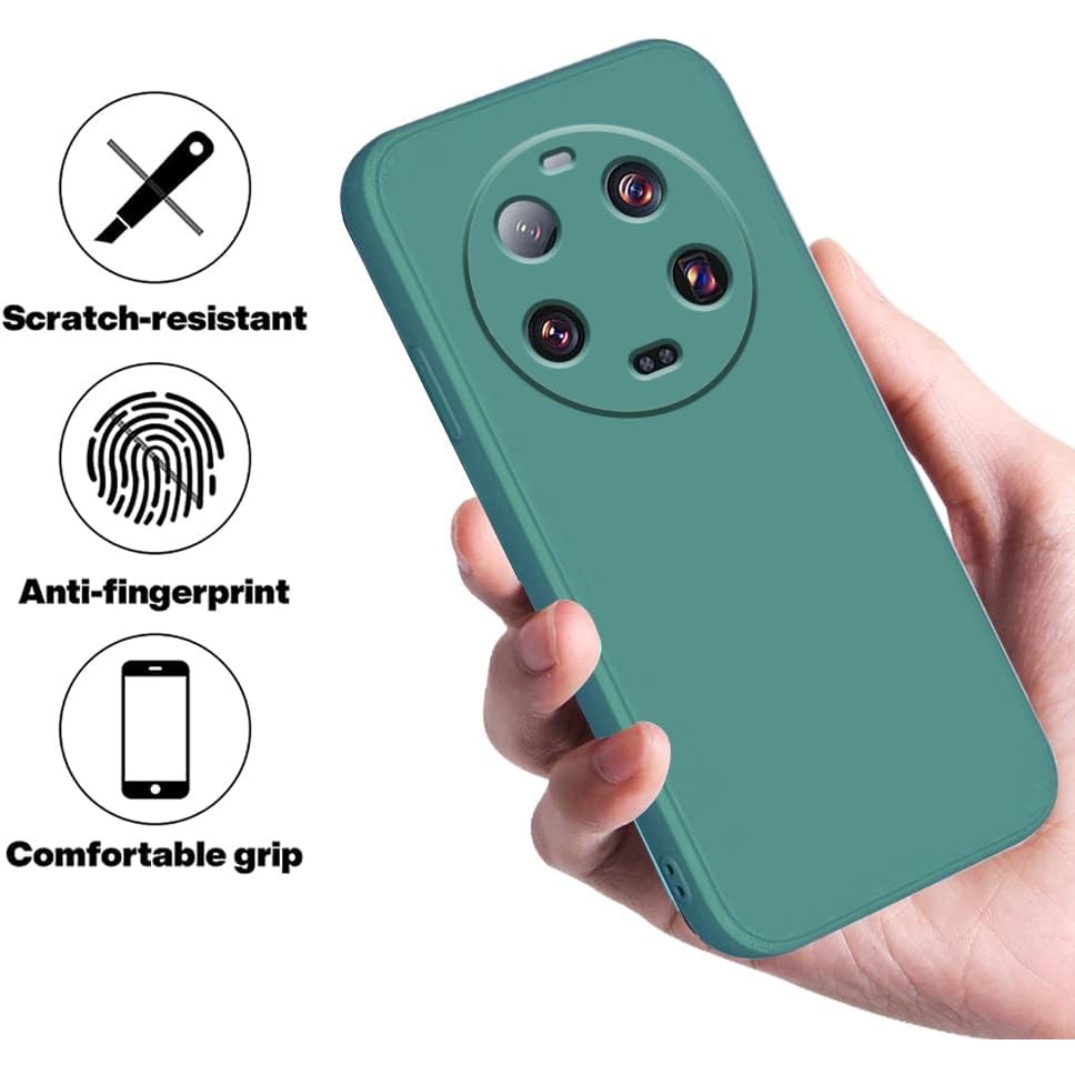 Husa de Protectie, , pentru Xiaomi 14 Ultra, Liquid Silicone, cu Microfibra pe Interior, Protectie Antisoc, Compatibil Incarcare Wireless, Verde [5]