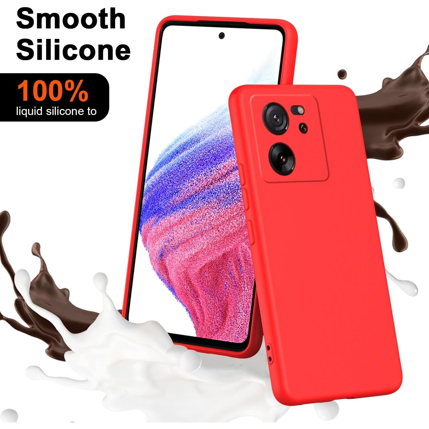 Husa de Protectie, , pentru Xiaomi Redmi 13T, Liquid Silicone, cu Microfibra pe Interior, Protectie Antisoc, Compatibil Incarcare Wireless, Rosu [6]