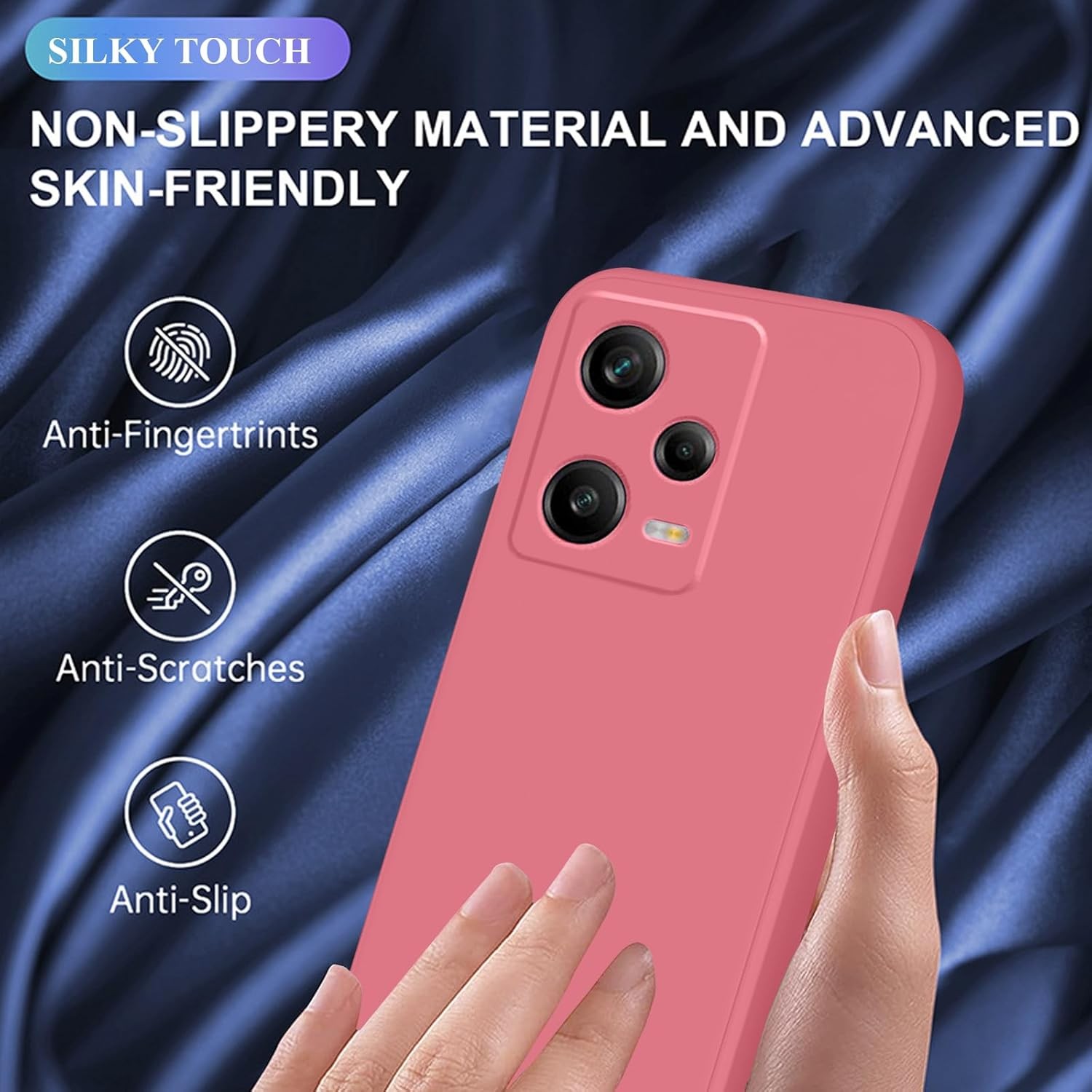 Husa de Protectie, , pentru Xiaomi Redmi Note 12 Pro 5G, Liquid Silicone, cu Microfibra pe Interior, Protectie Antisoc, Compatibil Incarcare Wireless, Rosu Camellia [7]