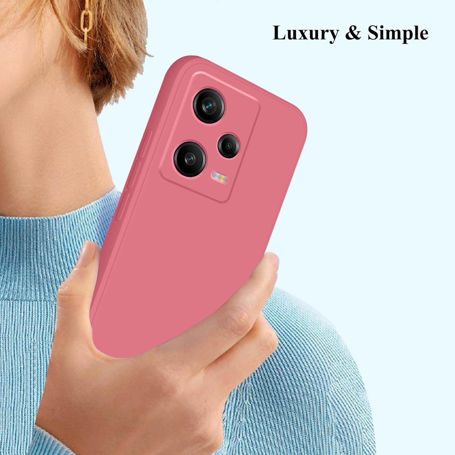 Husa de Protectie, , pentru Xiaomi Redmi Note 12 Pro 5G, Liquid Silicone, cu Microfibra pe Interior, Protectie Antisoc, Compatibil Incarcare Wireless, Rosu Camellia [2]