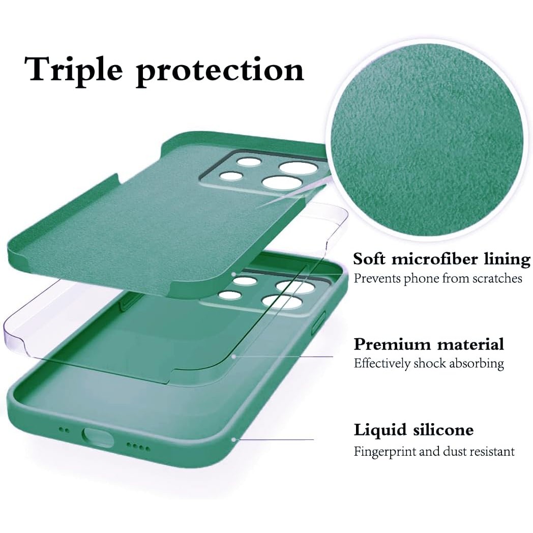 Husa de Protectie, , pentru Xiaomi Redmi Note 13 5G, Liquid Silicone, cu Microfibra pe Interior, Protectie Antisoc, Compatibil Incarcare Wireless, Verde [2]