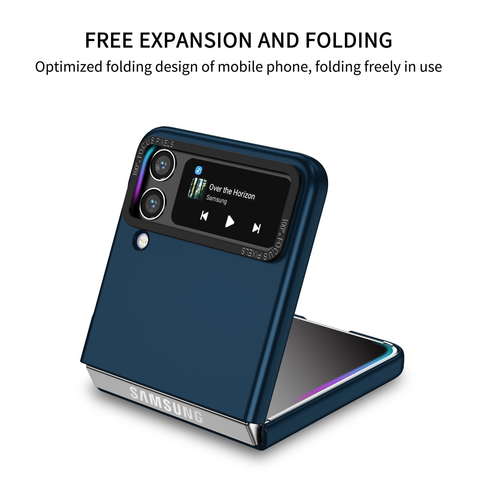 Husa de protectie , Pliere Tridimensionala, Multifunctionala, PC, pentru Samsung Galaxy Z Flip 3 , Albastru [4]