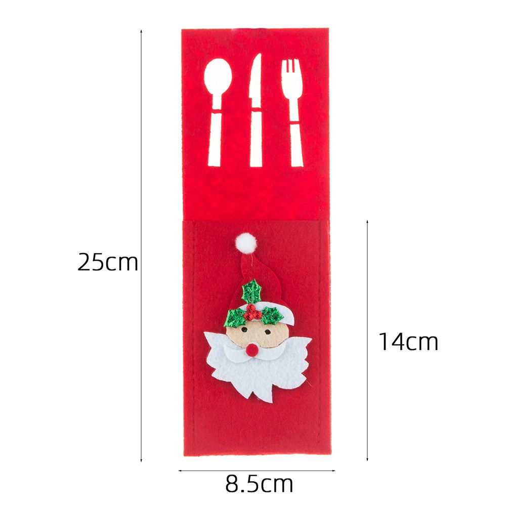 Husa decorativa pentru set tacamuri , model Mos Craciun, material poliester, 25 x 8.5 cm, rosu [3]