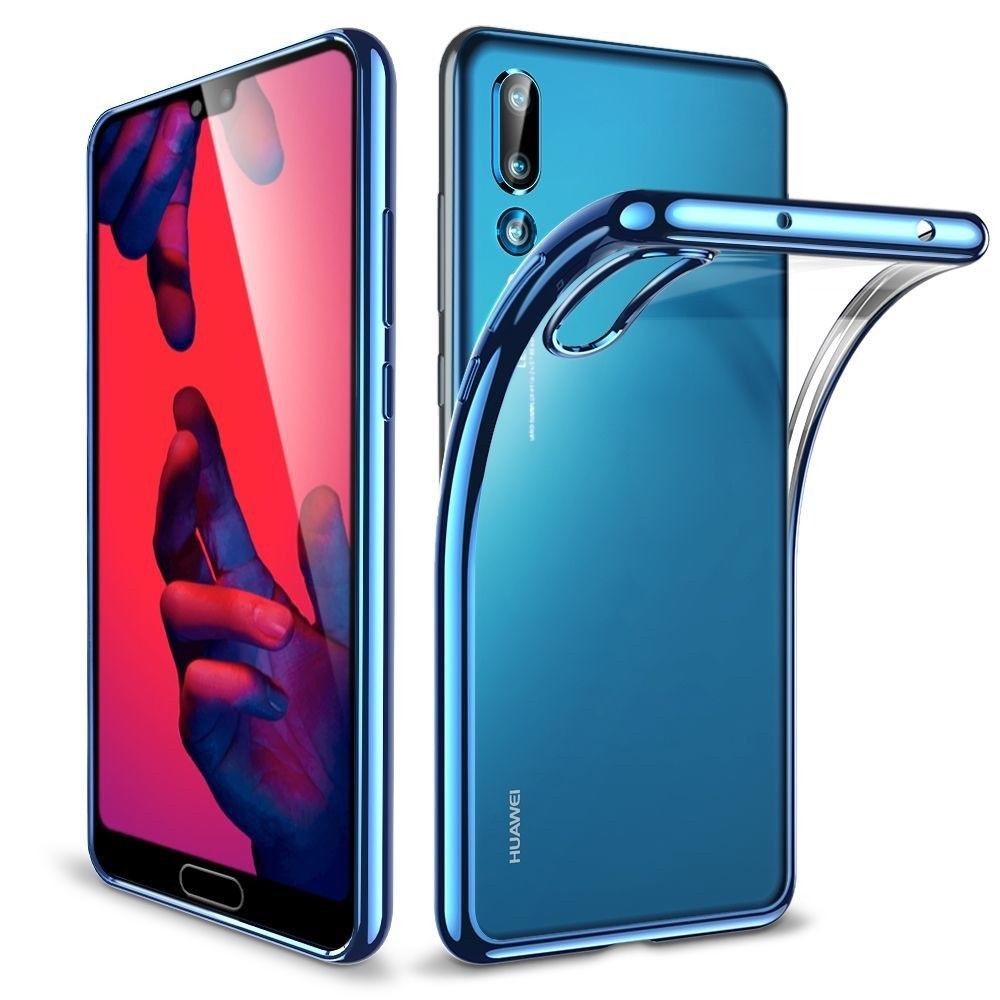 Husa Huawei P20 Transparent cu Margini Albastre [2]