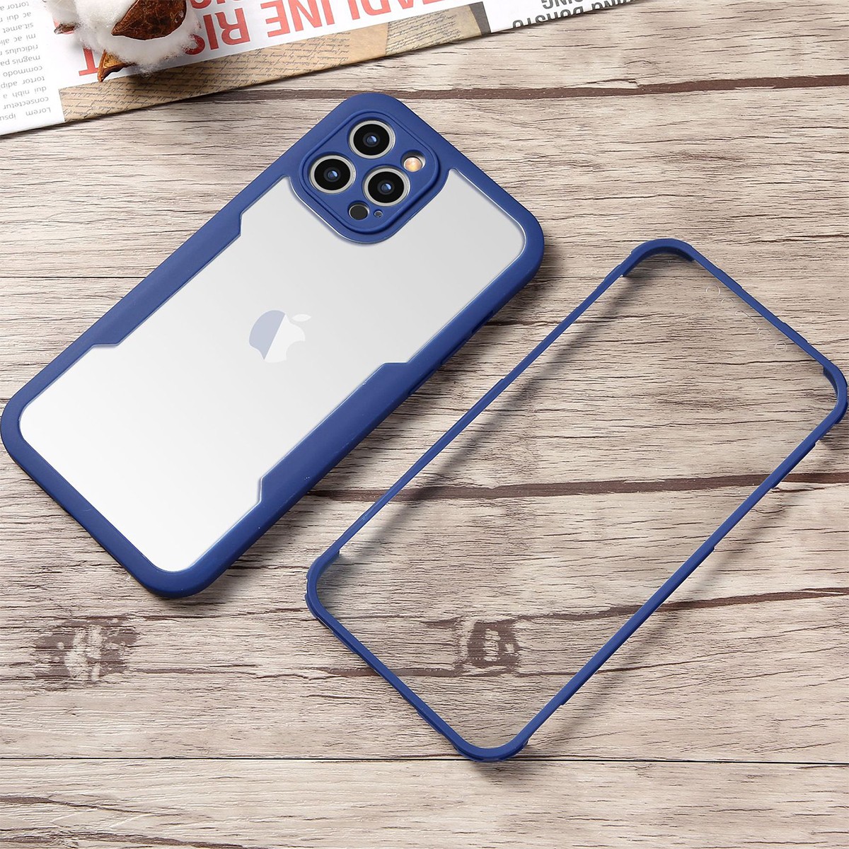 Husa Max Defence pentru Samsung Galaxy S22, Bumper Albastru, Fata Dubla Transparenta, Protectie Antisoc Full 360 ( fata, spate, margini ),  [4]