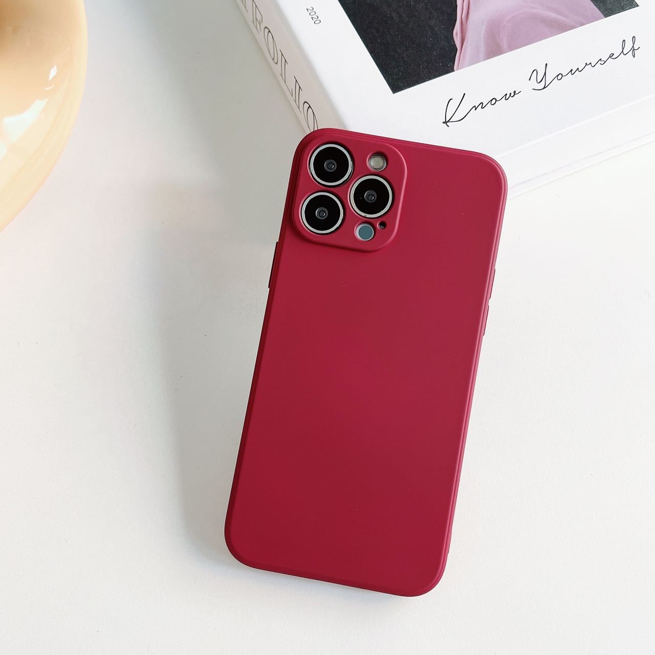 Husa pentru Apple iPhone 14 , Liquid Silicone, cu Microfibra pe interior, Protectie Antisoc, Wine red, Claret [6]