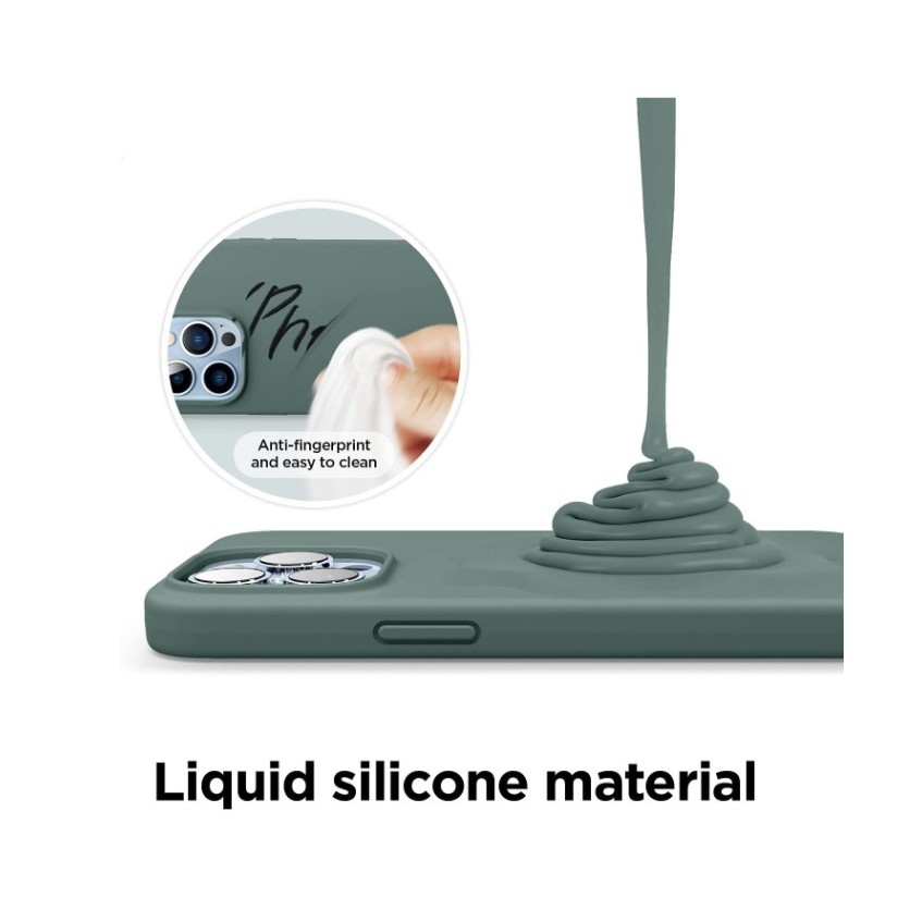 Husa pentru Apple iPhone 14 Plus , Liquid Silicone, cu Microfibra pe interior, Protectie Antisoc, Dark Green, Verde inchis [2]