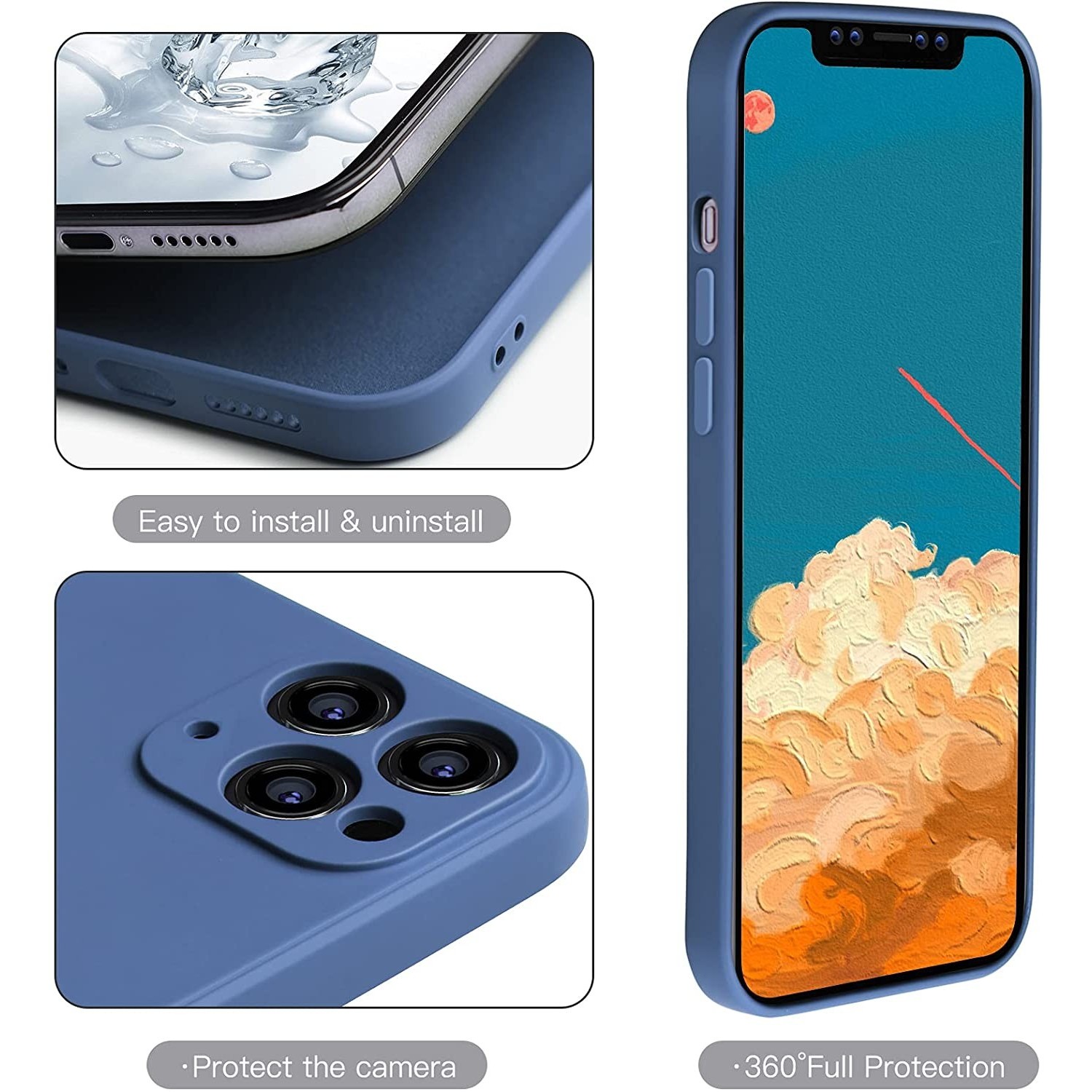 Husa protectie compatibila cu Apple iPhone 11 Pro Liquid Silicone Case Albastru inchis [3]