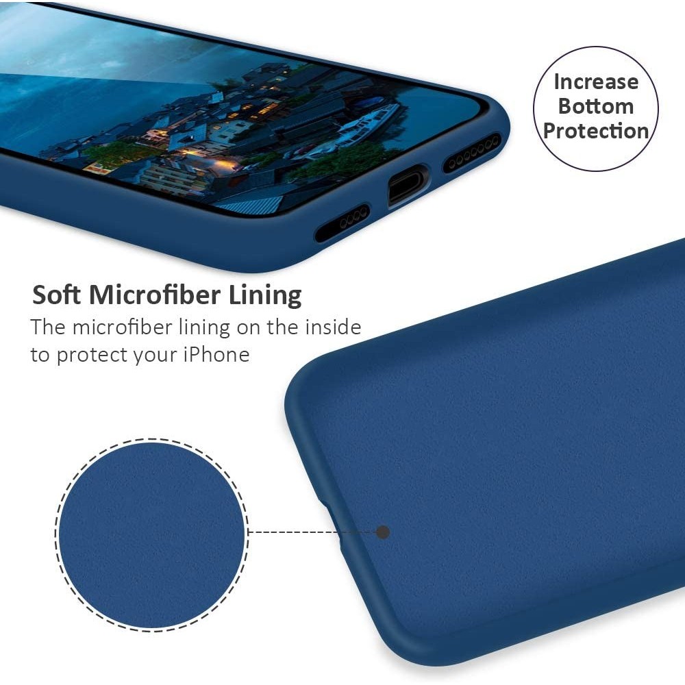 Husa protectie compatibila cu Apple iPhone XS Liquid Silicone Case Albastru inchis [5]