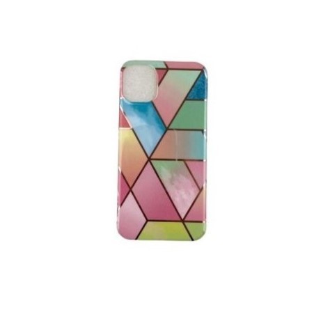 Husa protectie compatibila cu Apple iPhone 12 Pro Max Soft IMD TPU Marble Geometric Roz [1]
