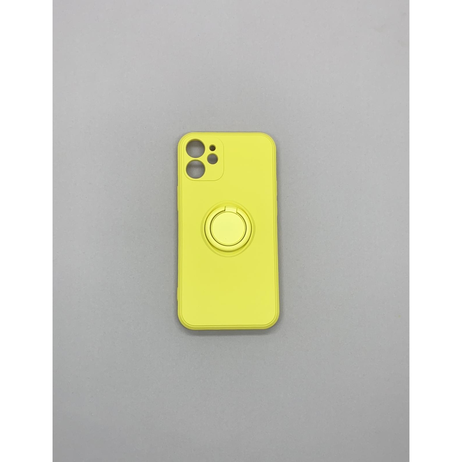 Husa protectie compatibila cu Apple iPhone 12 Liquid Silicone Ring cu suport rotativ Galben [5]