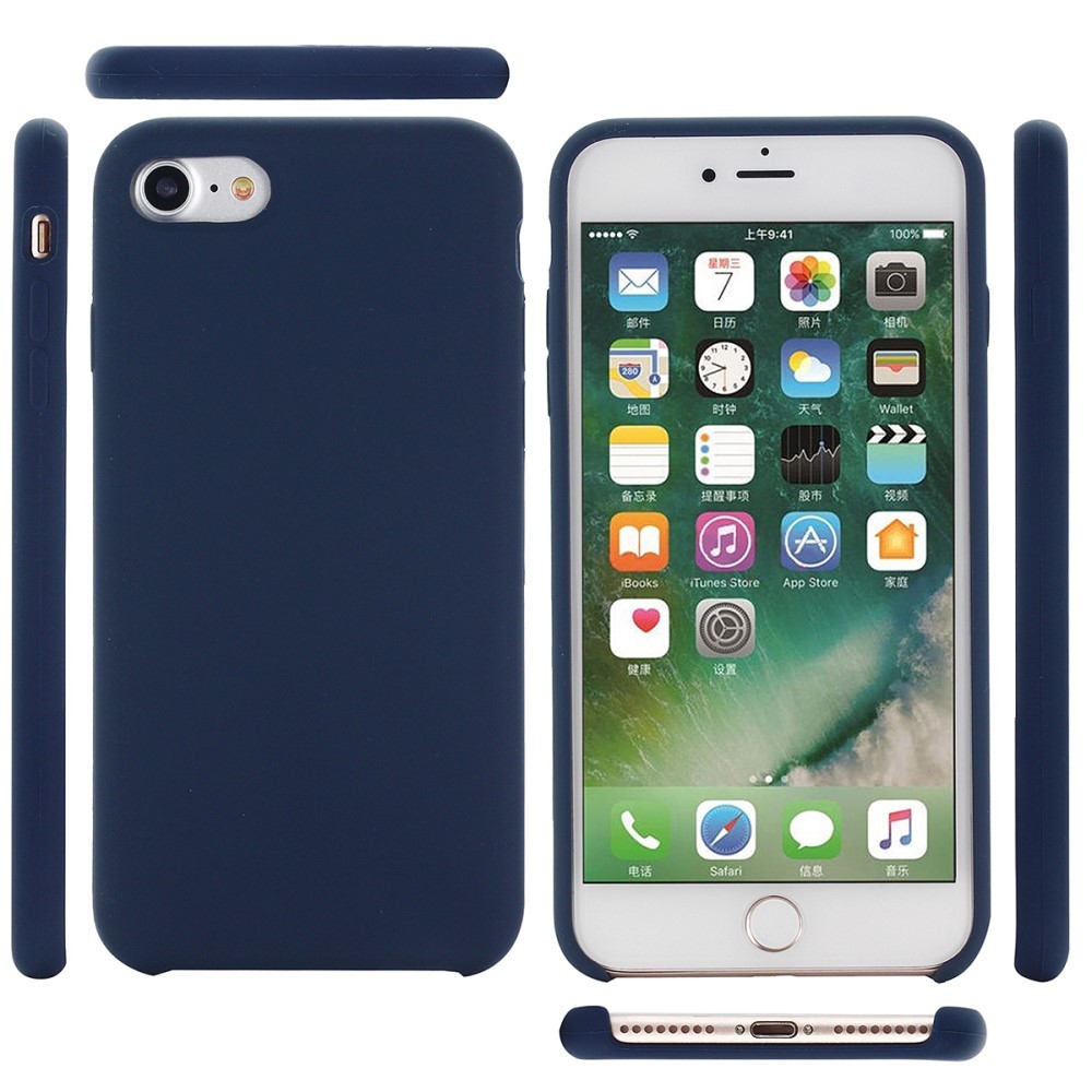 Husa protectie compatibila cu Apple iPhone 7/8/SE 2020 Liquid Silicone Case Albastru Inchis [5]