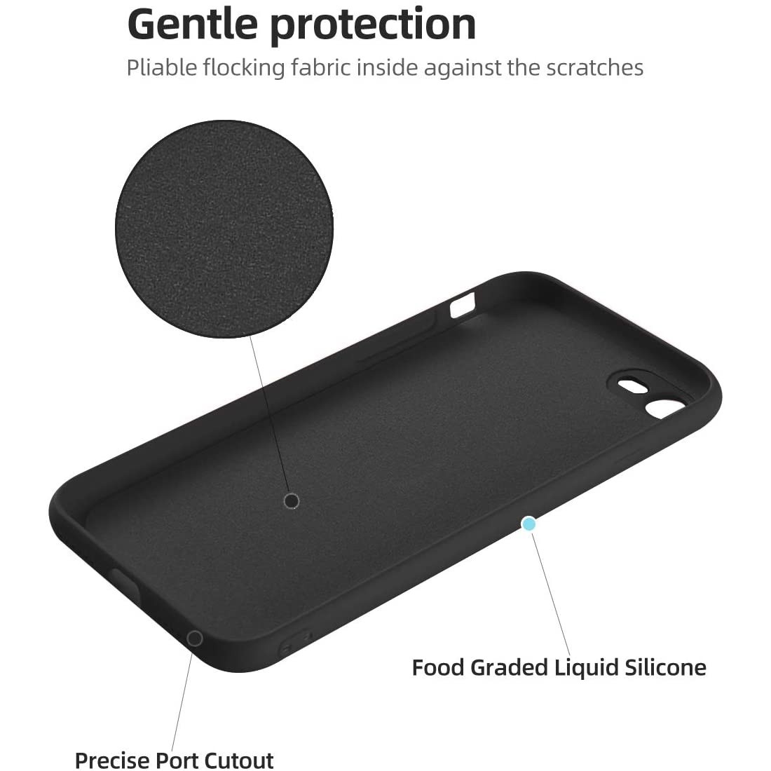 Husa protectie compatibila cu Apple iPhone 7/8/SE 2020 Liquid Silicone Ring cu suport rotativ Negru [6]