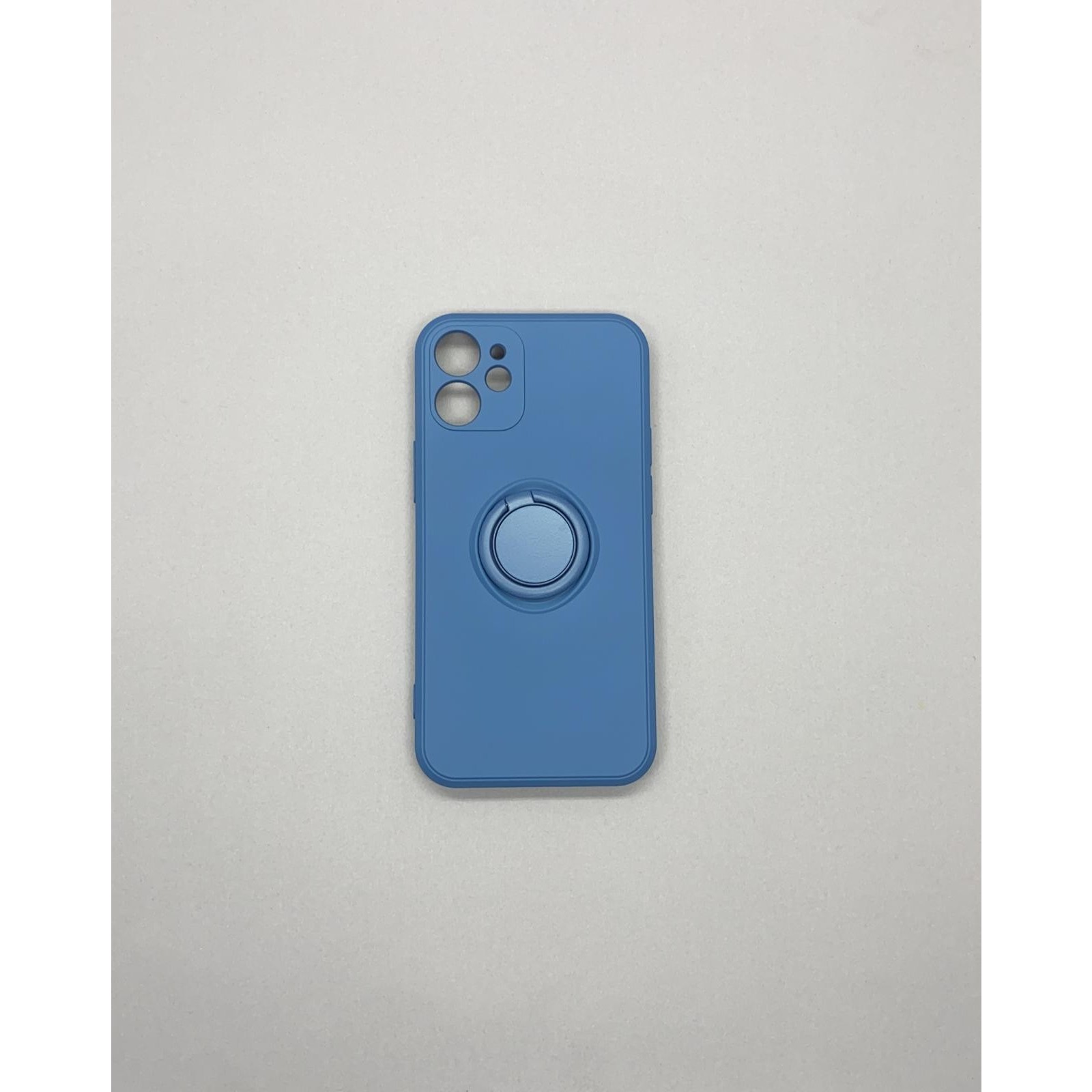 Husa protectie compatibila cu Apple iPhone 12 Mini Liquid Silicone Ring cu suport rotativ Albastru [6]