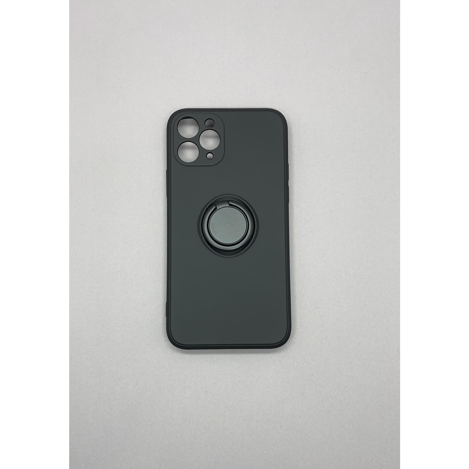 Husa protectie compatibila cu Apple iPhone 11 Pro Liquid Silicone Ring cu suport rotativ Negru [8]