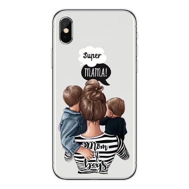 Family Glass - Husa protectie compatibila cu Apple iPhone 13 Pro Glass print Super Mom Multicolor