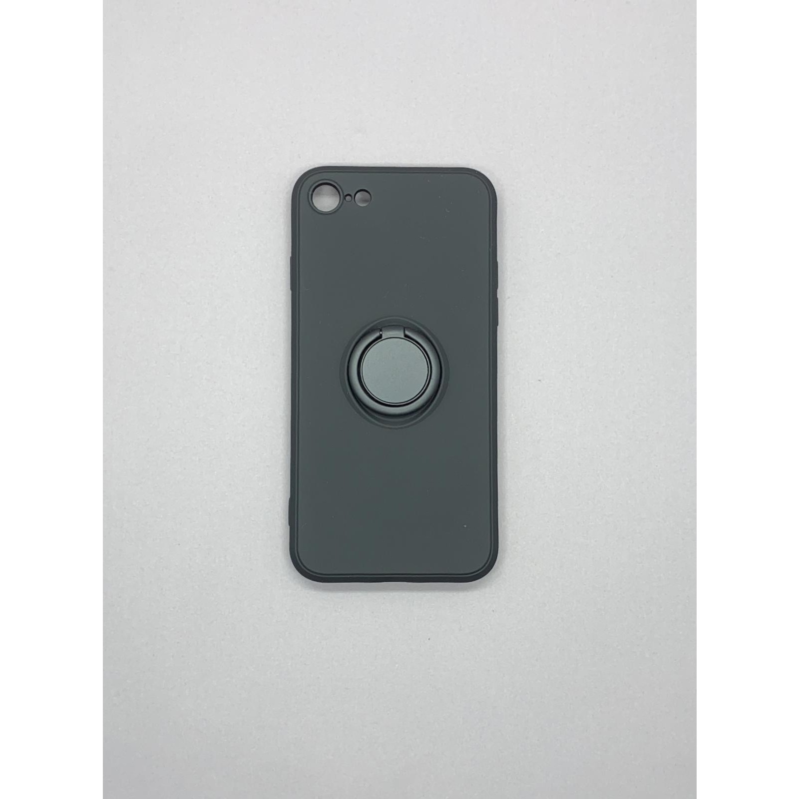 Husa protectie compatibila cu Apple iPhone 7/8/SE 2020 Liquid Silicone Ring cu suport rotativ Negru [8]